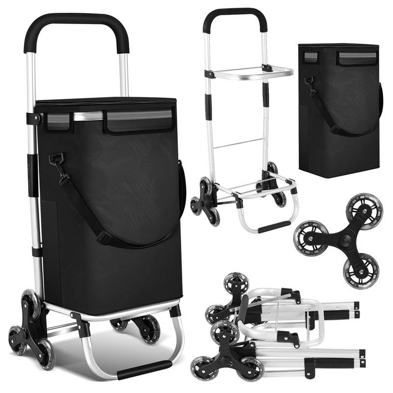 3in1 Einkaufstrolley mit Rädern 40L bis 40 kg Shopping Trolley Einkaufswagen mit Kühlfach 6 Rollen