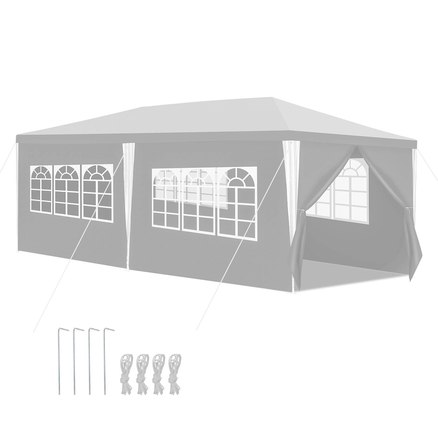 Pavillon 3x6m, Festzelt Gartenzelt Wasserdicht, UV-Schutz, mit 5 Seitenteilen und 1 Eingängen, für Garten Terrasse Feier Party, weiß