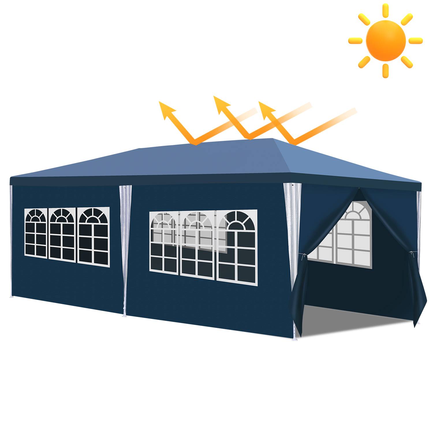 Pavillon mit Fenstern mit Seitenteilen 3 x 6 m Grün