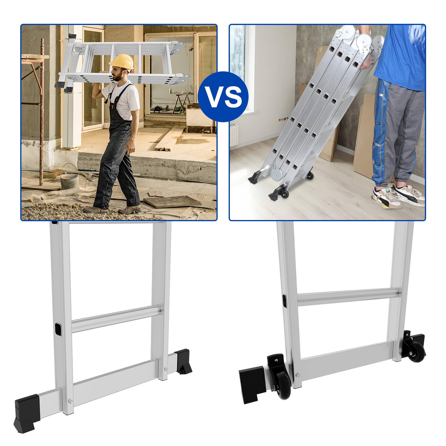 Mehrzweckleiter 6 in 1 582cm Alu Leiter Vielzweckleiter Klappleiter Anlegeleiter Stehleiter Haushaltsleiter Aluleiter Multifunktionsleiter