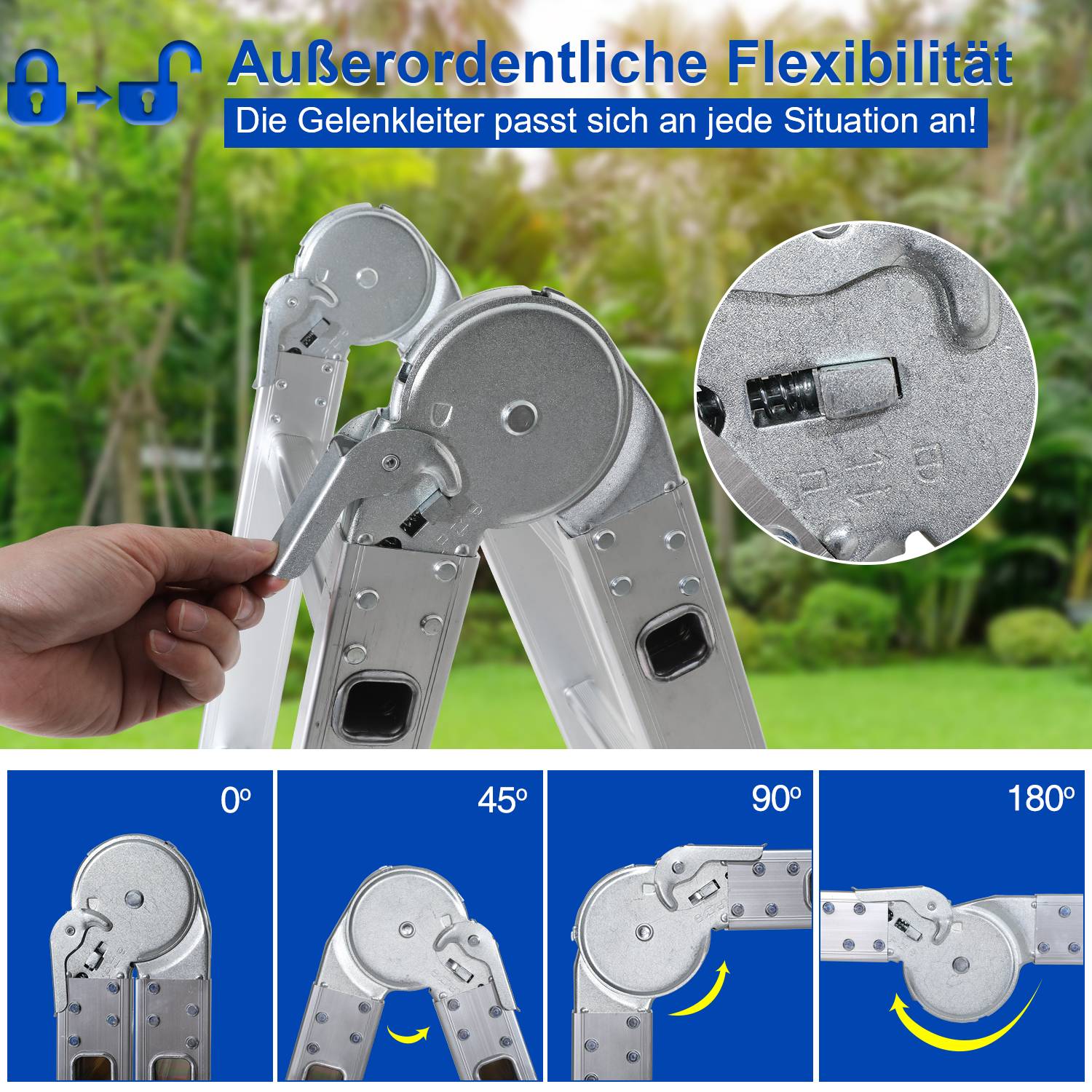Mehrzweckleiter 6 in 1 470cm Alu Leiter Vielzweckleiter Klappleiter Anlegeleiter Stehleiter Haushaltsleiter Aluleiter Multifunktionsleiter