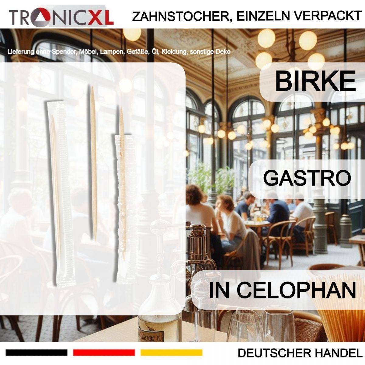 1000x Zahnstocher einzeln verpackt Gastro Gastronomie Bistro Holz Zubehör hygienisch Einweg Restaurant Party Buffet
