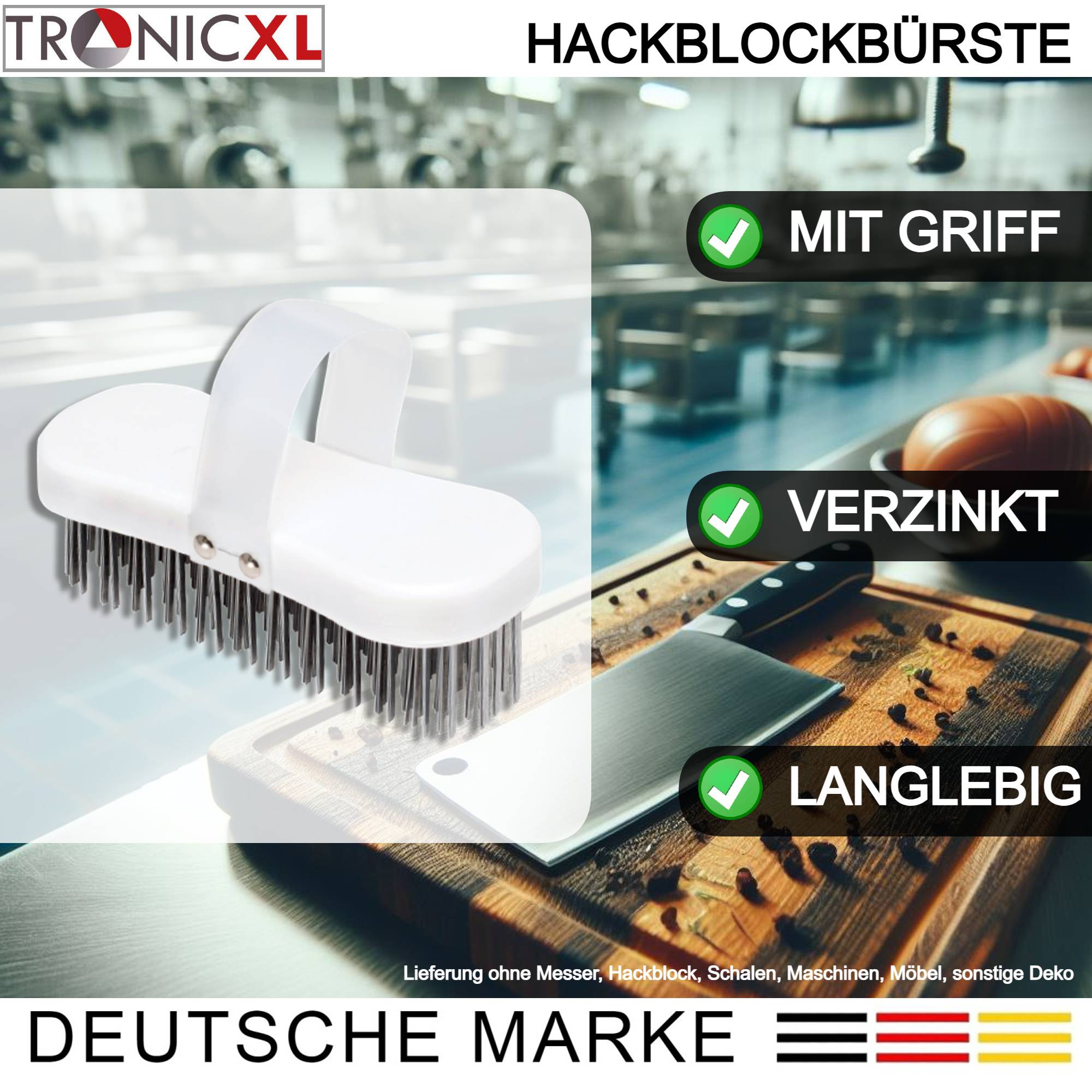 Blockbürste Hackblockbürste Bürste Hackblock Reinigung Metzgerei stabil robust Reinigungsbürste Küche Fleischerei Gastro