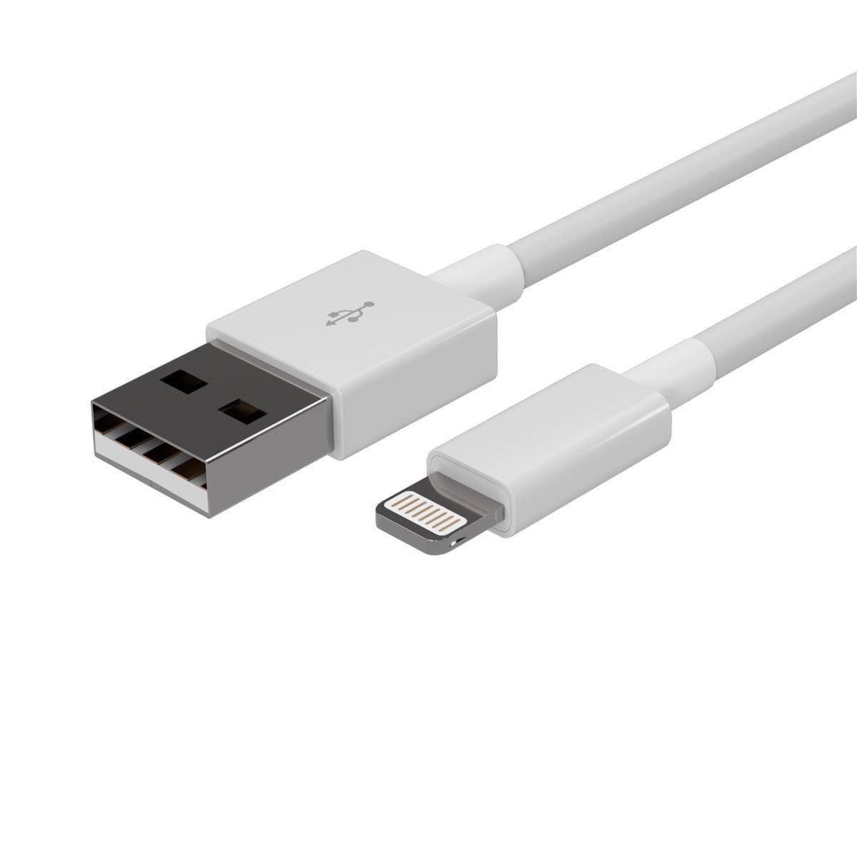 Flexline USB-A zu 8-Pin Lade- und Synchronisationskabel, USB 2.0, Weiß 2,00m