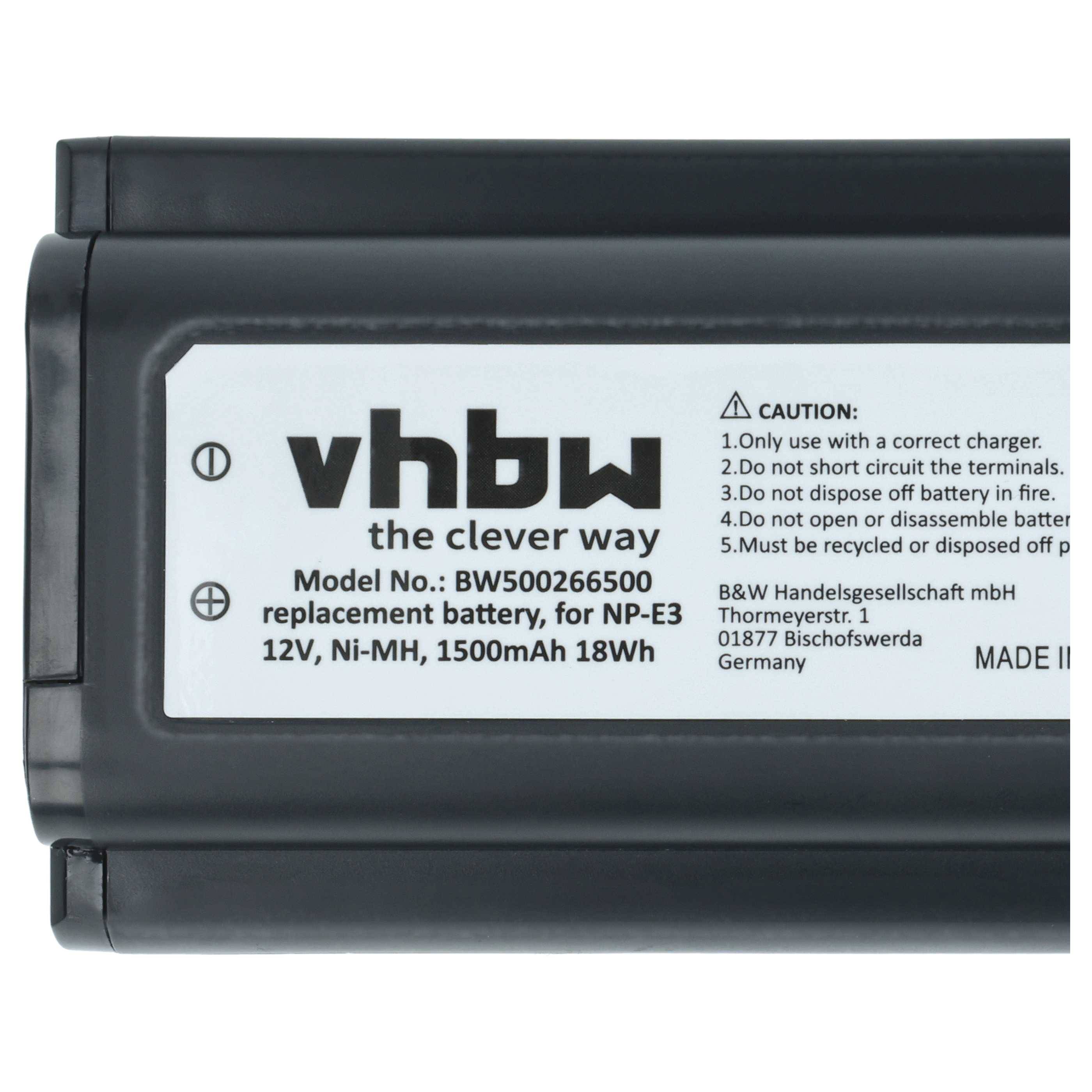 Eine schwarze Batterie mit der Bezeichnung „vhbw the clever way