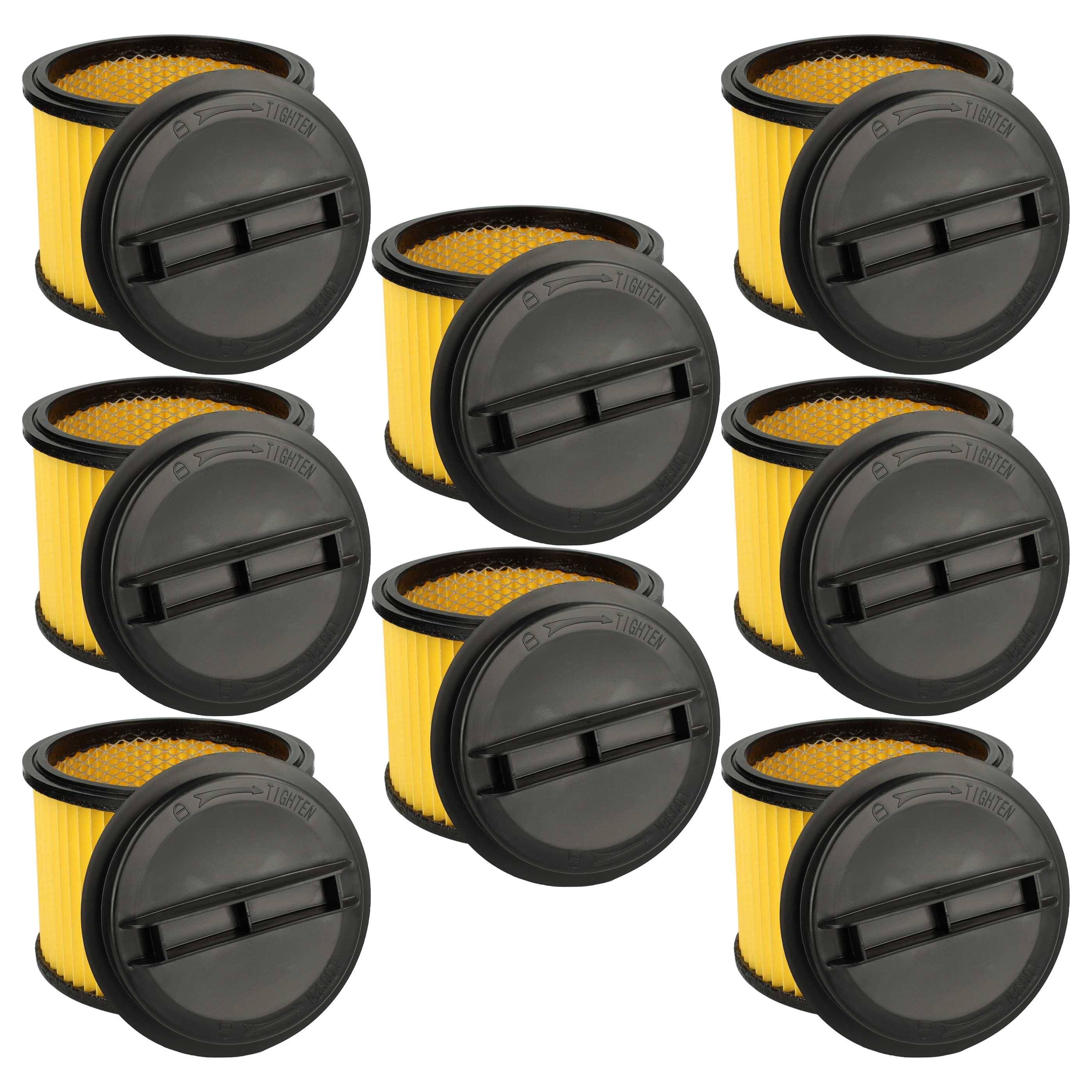 vhbw 8x Faltenfilter kompatibel mit Einhell BT-VC 1115, BT-VC 1215 S, BT-VC 1250, BT-VC 1250 S Staubsauger - Patronenfilter Gelb Schwarz
