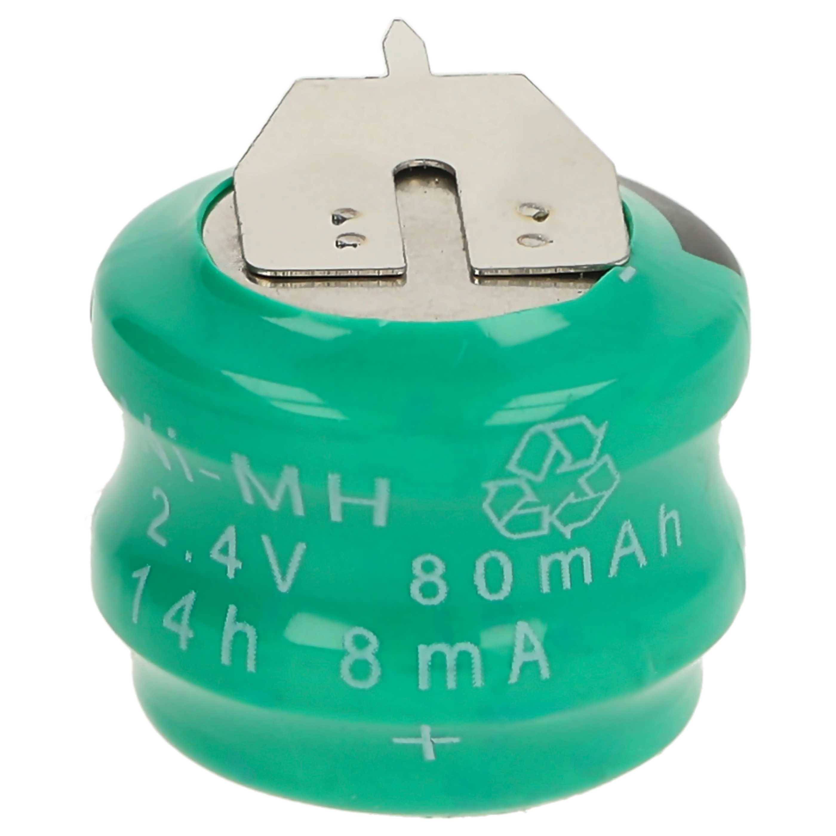 vhbw 5x NiMH Ersatz Knopfzellen-Akku Typ V80H 3-Pins 80mAh 2,4V | kompatibel mit Modellbau-Akkus, Solar-Leuchten uvm.