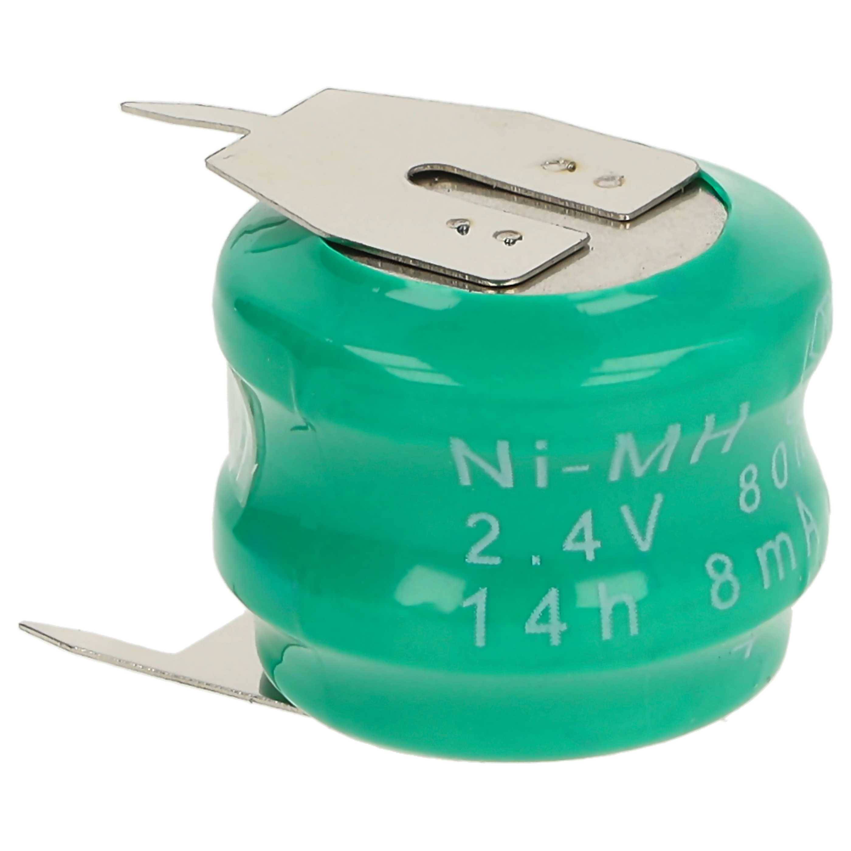 vhbw 5x NiMH Ersatz Knopfzellen-Akku Typ V80H 3-Pins 80mAh 2,4V | kompatibel mit Modellbau-Akkus, Solar-Leuchten uvm.