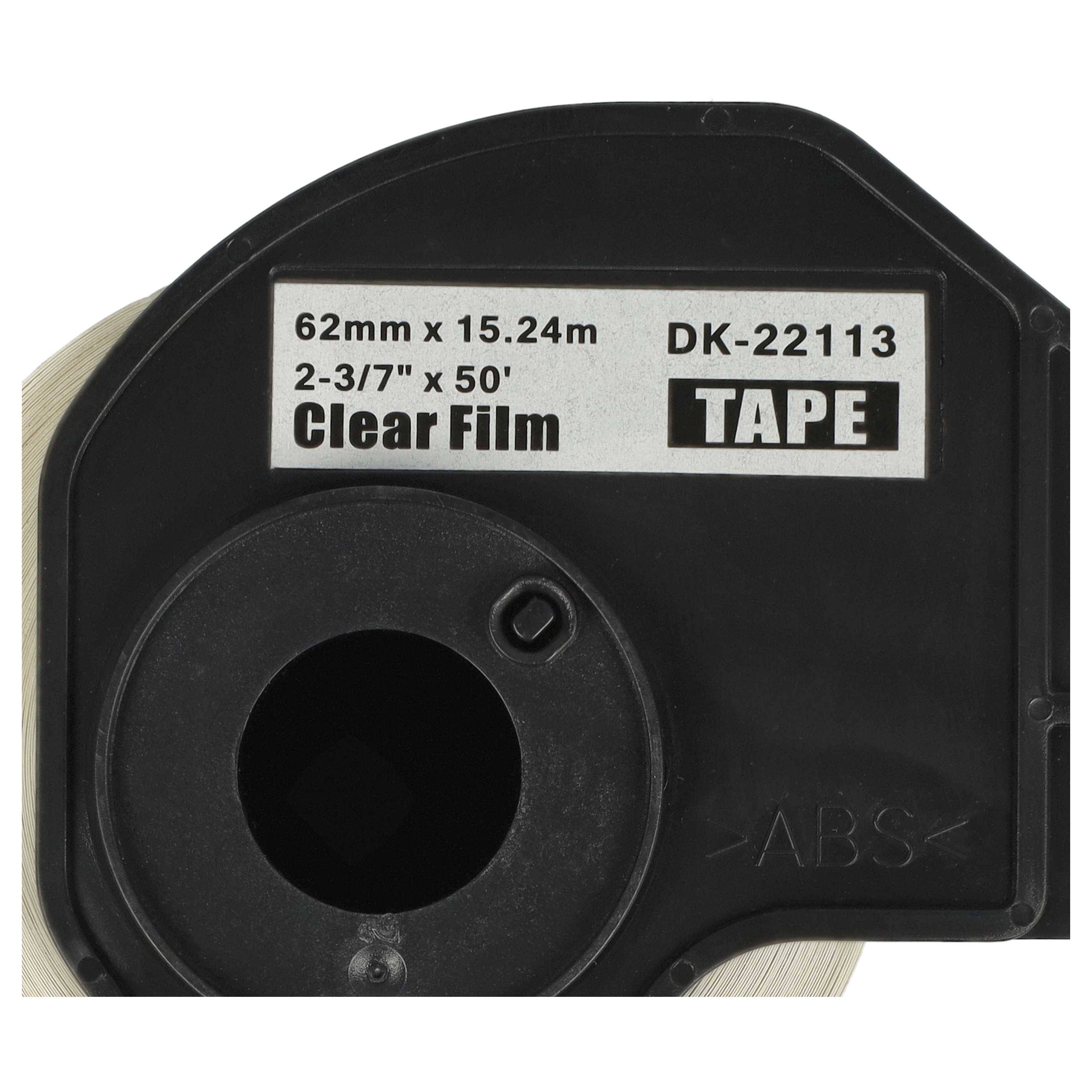 vhbw 5x Etiketten-Rolle mit Halter 62mm x 15,24m kompatibel mit Brother P-Touch QL 710 W, QL 710 WSP Etiketten-Drucker - Selbstklebend