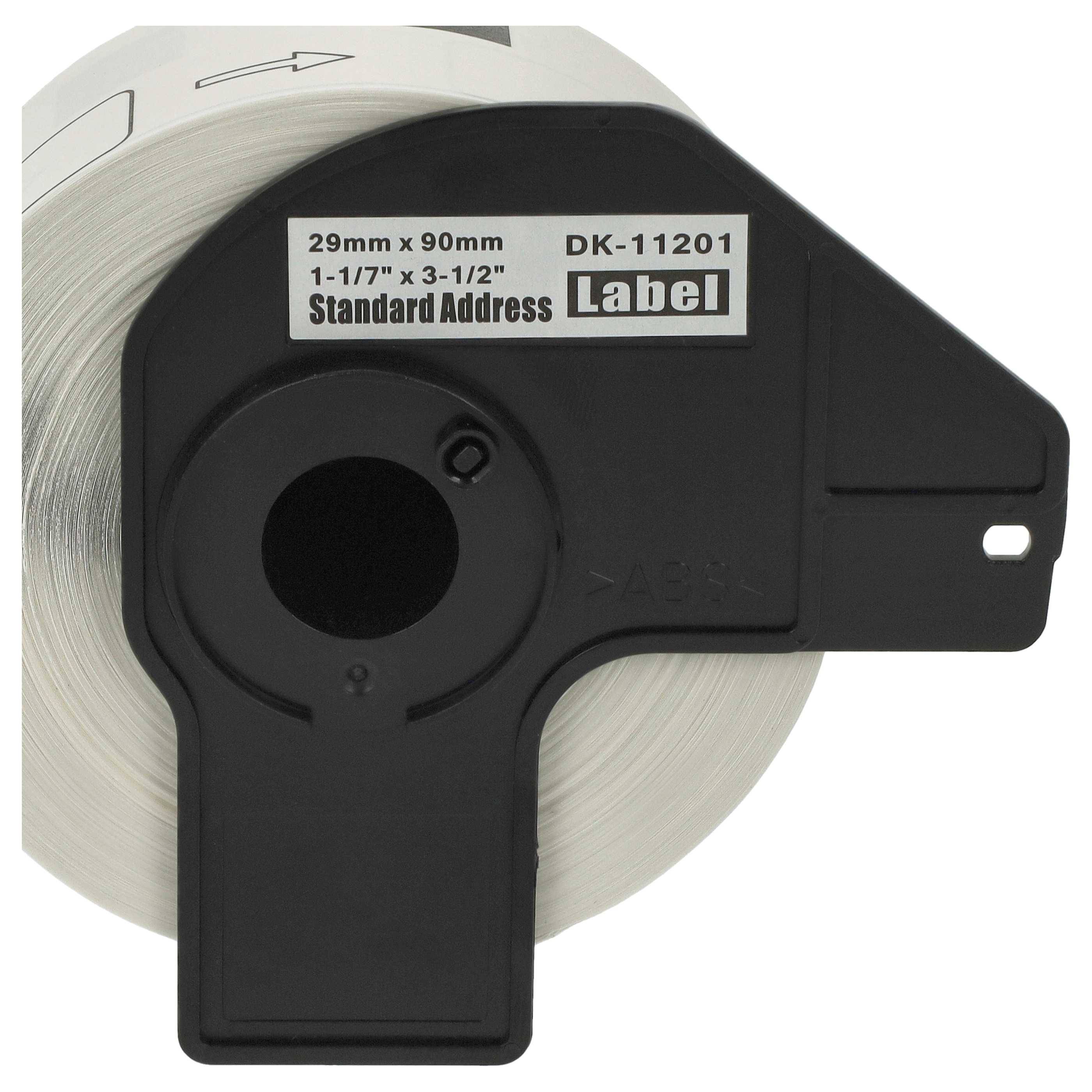 vhbw 5x Etiketten-Rolle mit Halter 29mm x 90mm (400 Etiketten) kompatibel mit Brother PT QL-710W, QL-710WSP Etiketten-Drucker - Premium