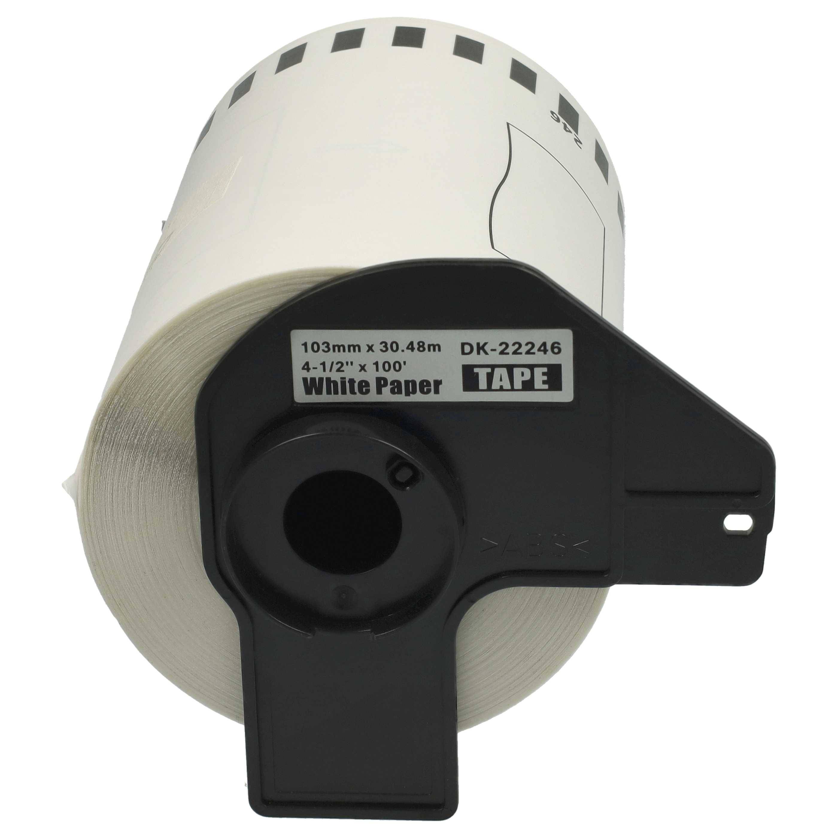 vhbw 5x Etiketten-Rolle mit Halter 103mm x 30,48m kompatibel mit Brother P-Touch QL 1100, QL 1100 C Etiketten-Drucker - Selbstklebend
