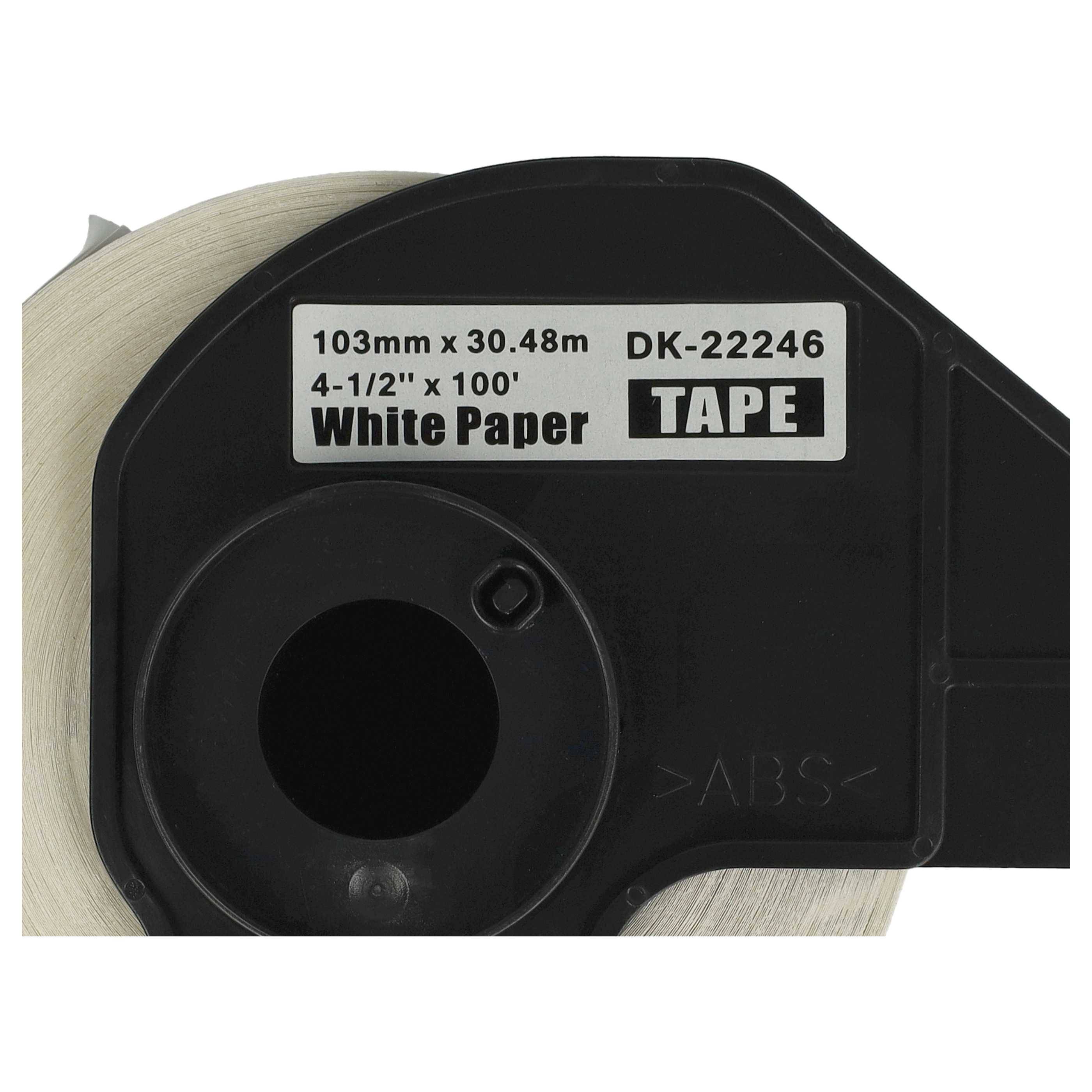 vhbw 5x Etiketten-Rolle mit Halter 103mm x 30,48m kompatibel mit Brother P-Touch QL 1110, QL 1100 Serie Etiketten-Drucker - Selbstklebend