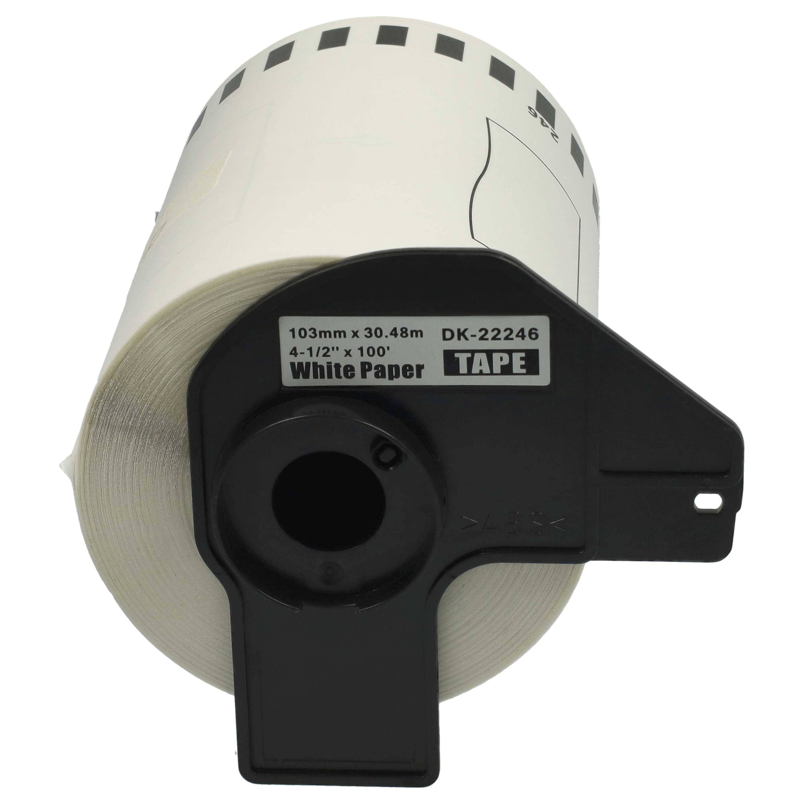 vhbw 10x Etiketten-Rolle mit Halter 103mm x 30,48m kompatibel mit Brother P-Touch QL 1110 Serie Etiketten-Drucker - Selbstklebend