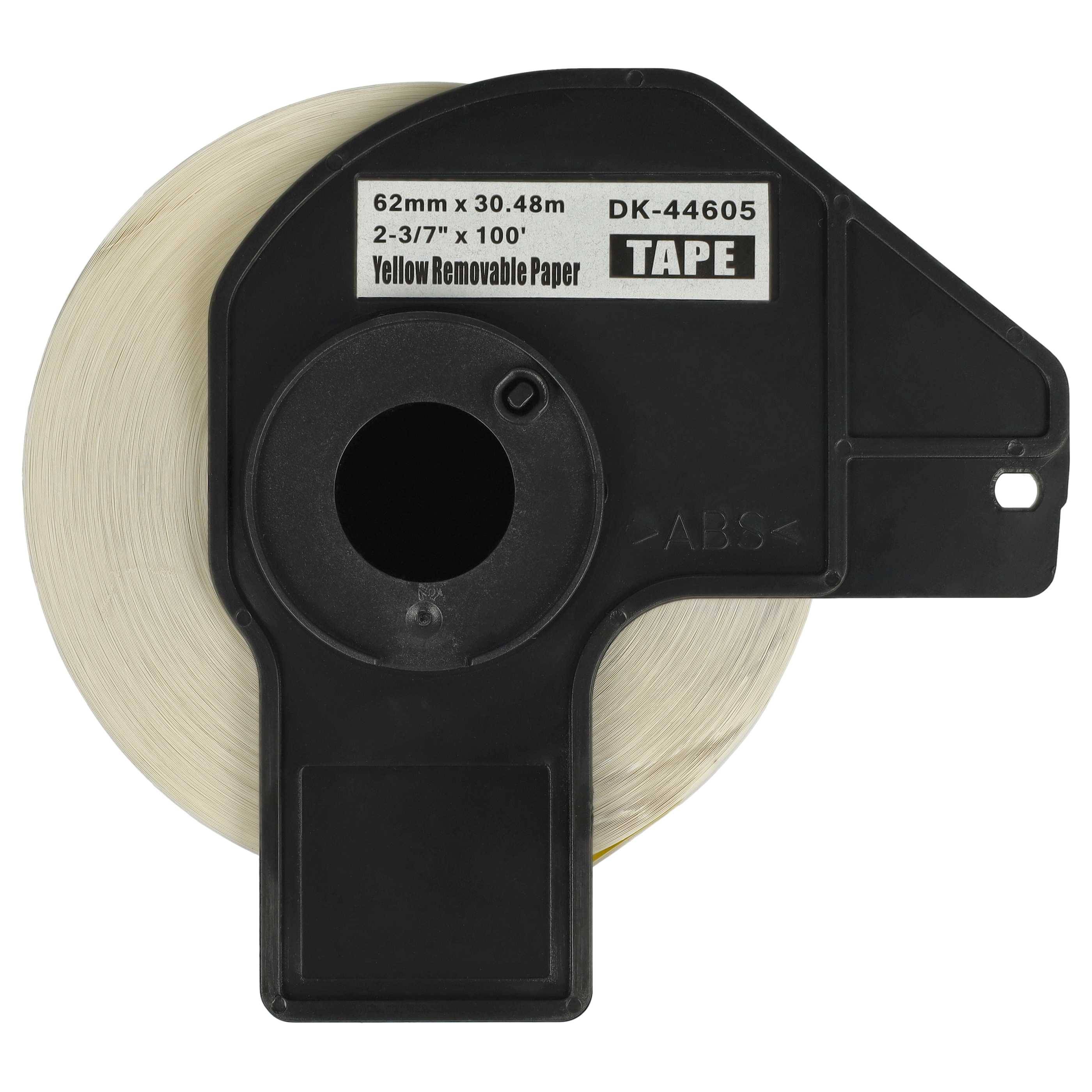 vhbw 5x Etiketten-Rolle mit Halter 62mm x 30,48m kompatibel mit Brother P-Touch QL-1110NWB Etiketten-Drucker - Selbstklebend, Wiederablösbar