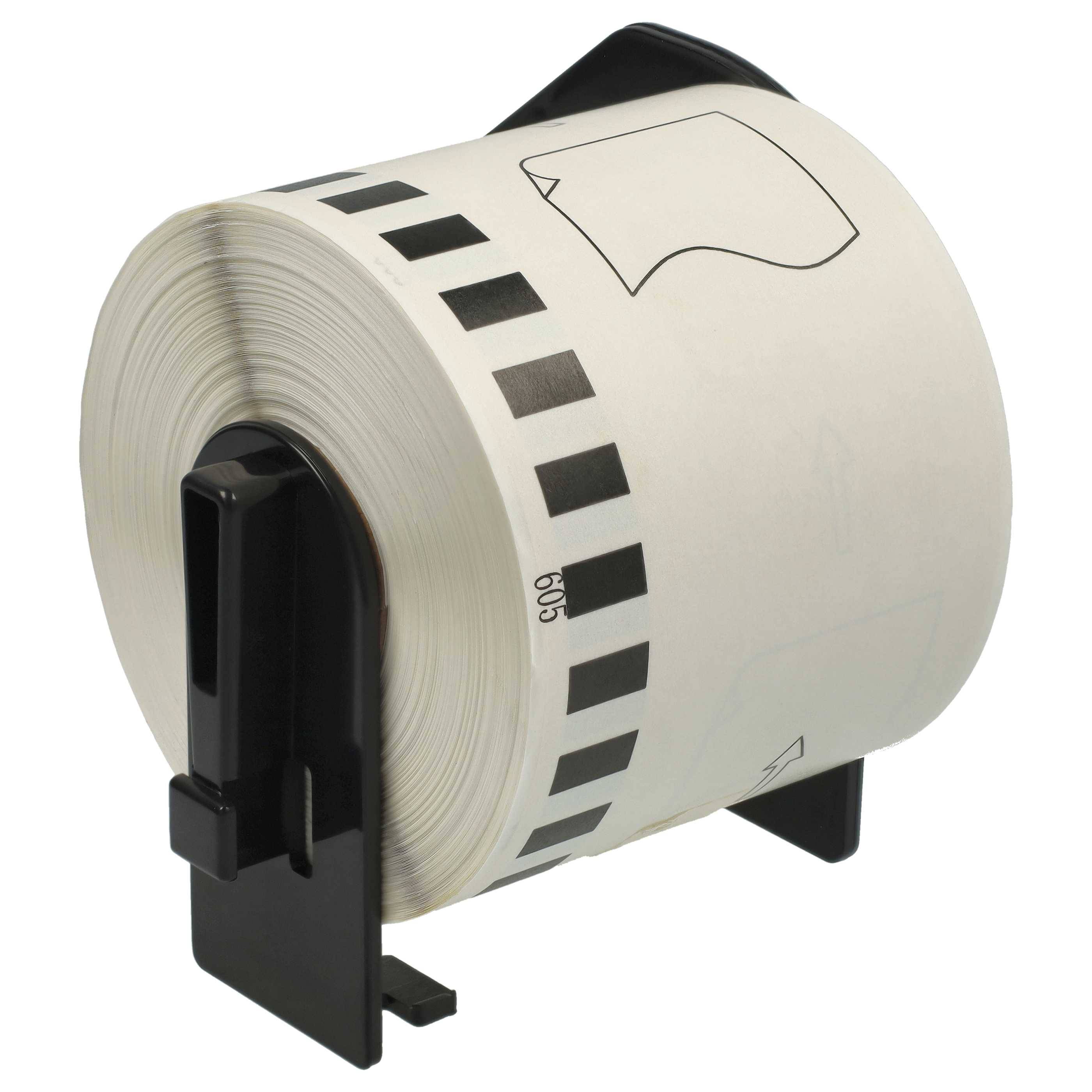 vhbw 5x Etiketten-Rolle mit Halter 62mm x 30,48m kompatibel mit Brother P-Touch QL-500A, QL-500 Etiketten-Drucker - Selbstklebend, Wiederablösbar