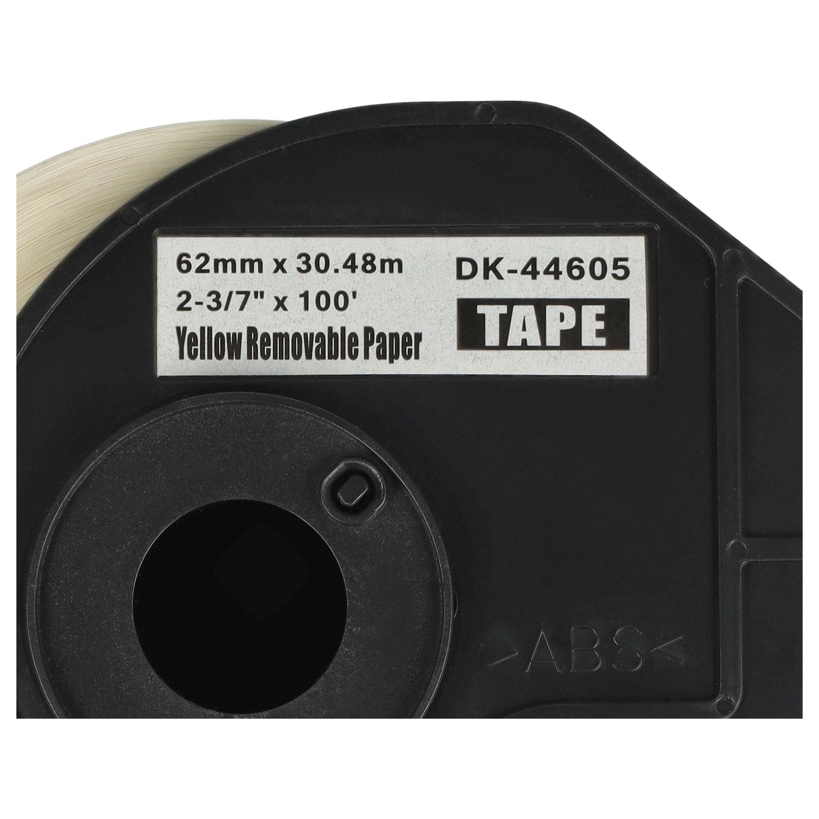 vhbw 5x Etiketten-Rolle mit Halter 62mm x 30,48m kompatibel mit Brother P-Touch QL-1100 Etiketten-Drucker - Selbstklebend, Wiederablösbar