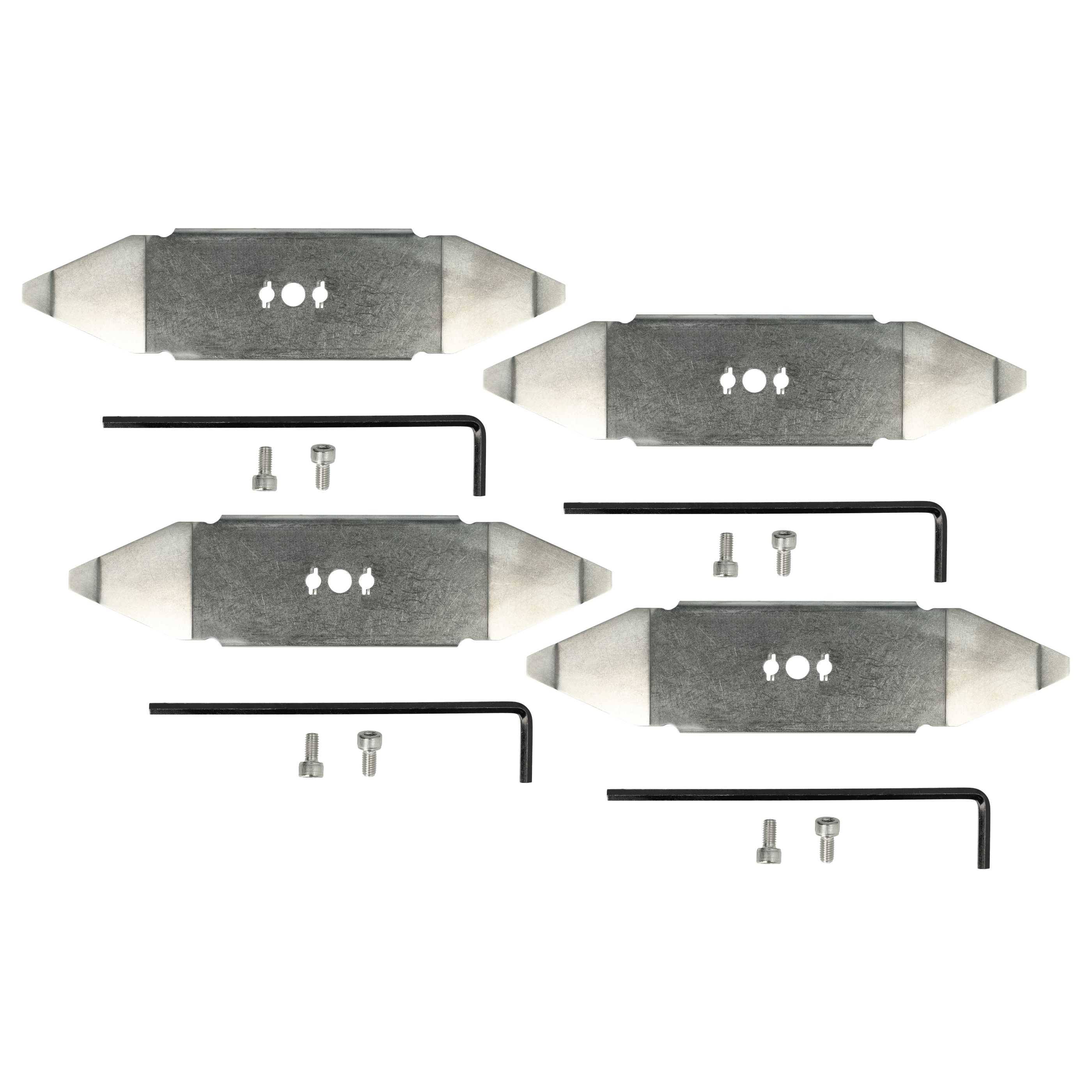 vhbw 4x Ersatz-Messer kompatibel mit Wolf-GARDEN 22AXDAHA650 H, 22AXGA-A650 Rasenmäher - Ersatzklinge Silber, Edelstahl