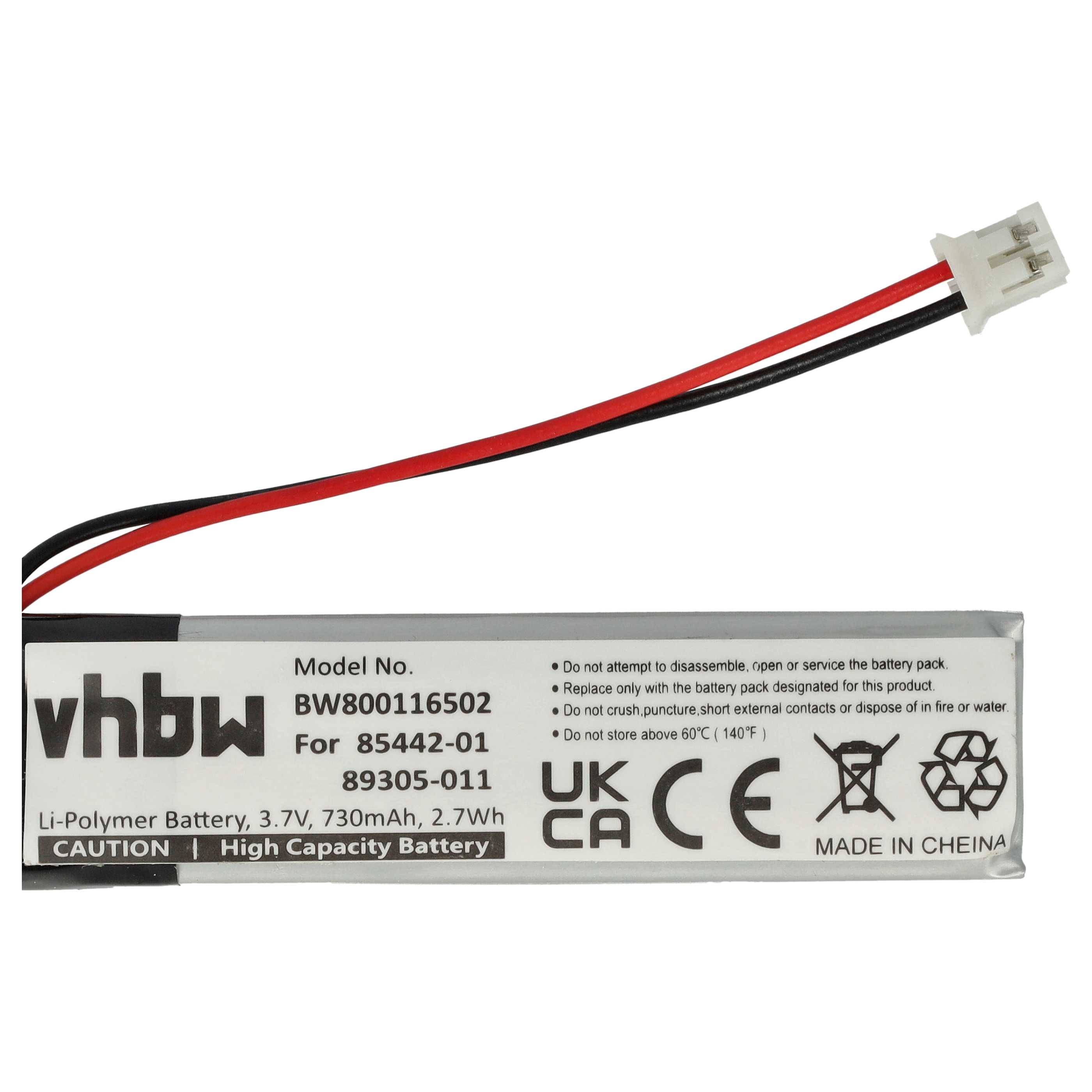 vhbw 5x Akku Ersatz für Plantronics 85442-01, 89305-011 für Lautsprecher Boxen Speaker (730 mAh, 3,7 V, Li-Polymer)