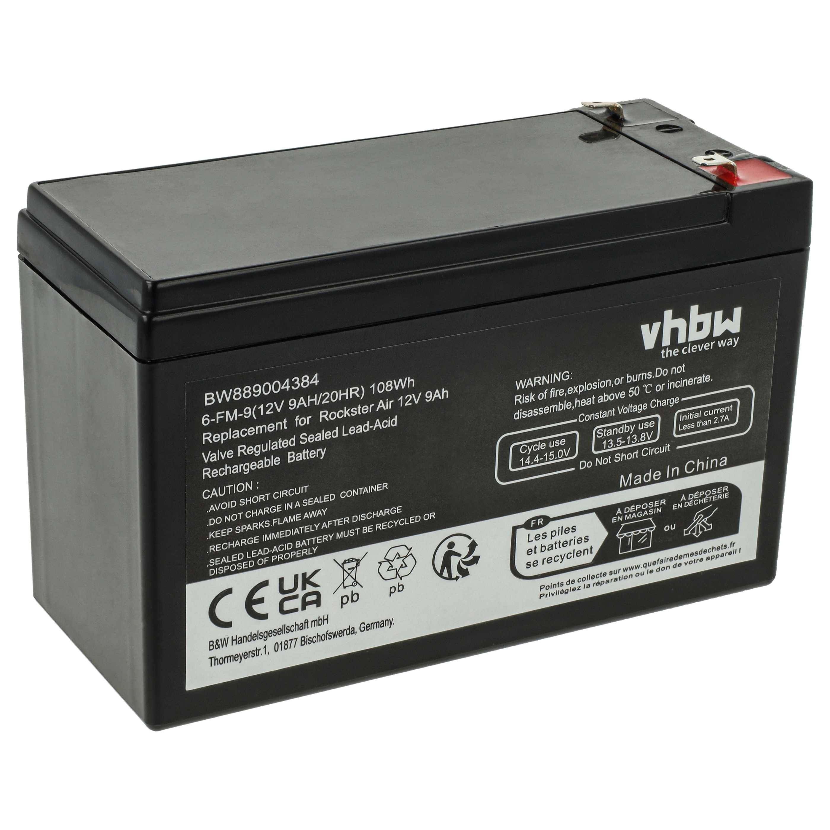 vhbw Akku kompatibel mit Yuasa REW45-12 FR USV (9000 mAh, 12 V, AGM)