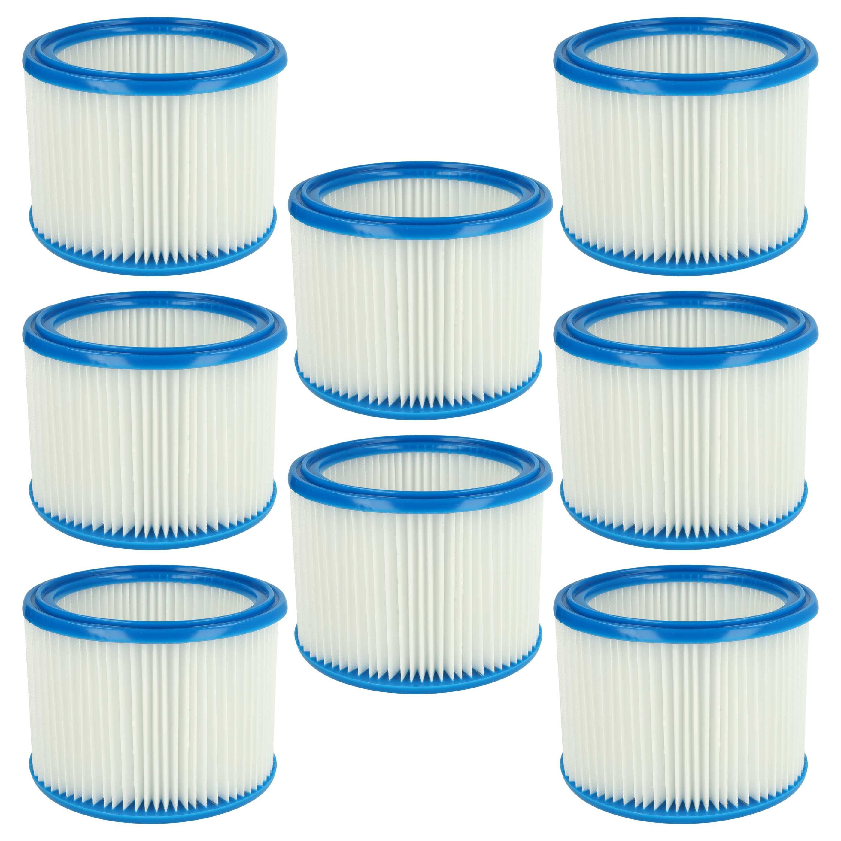 vhbw 8x Faltenfilter kompatibel mit Makita VC3011L, VC2512L, VC3012M, VC3511L, VC2511, VC3012L Staubsauger - Patronenfilter, Blau Weiß