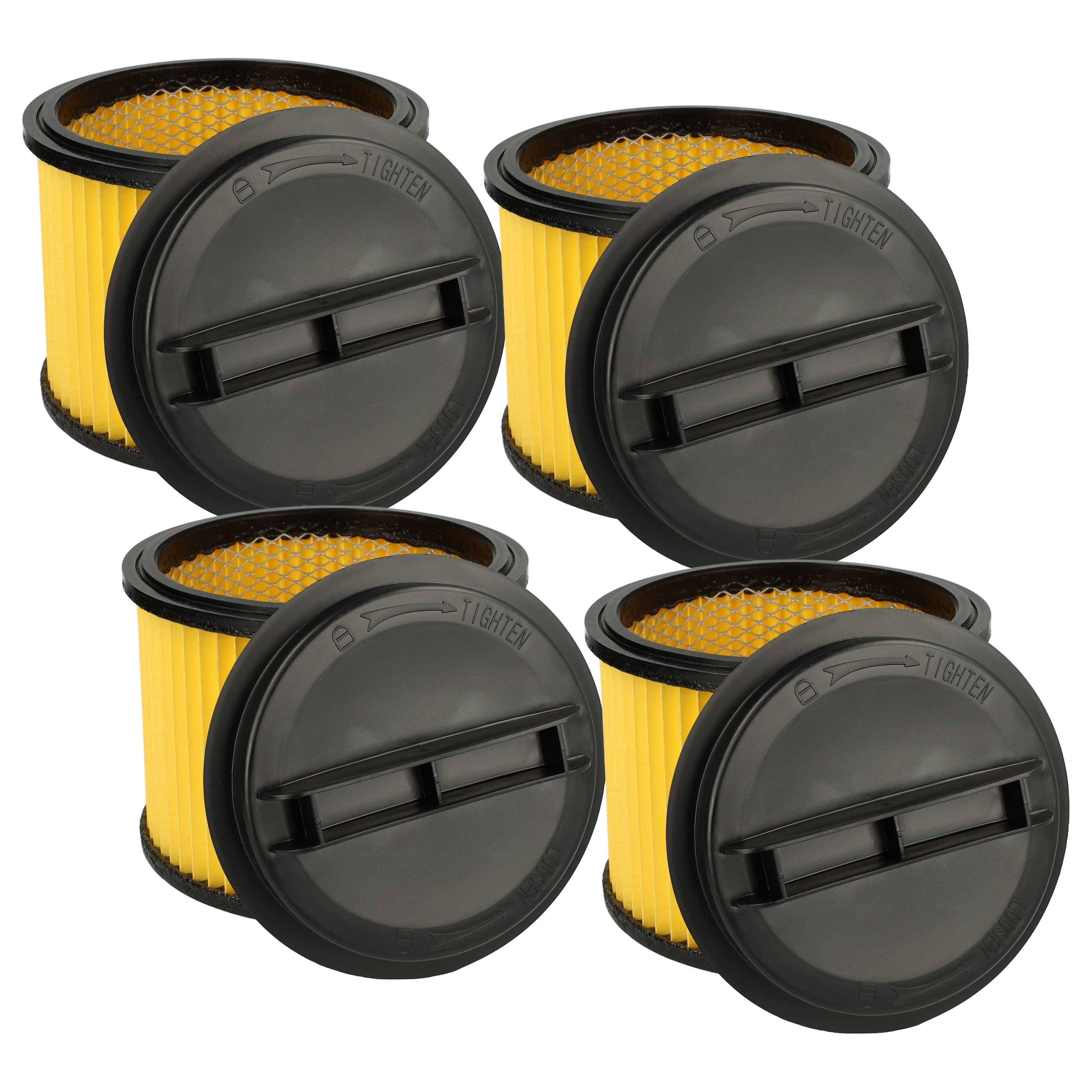 vhbw 4x Faltenfilter kompatibel mit Einhell TE-VC 5090 SACL, TH-VC 1820 S, TH-VC 1815, TH-VC 1820/1 S Staubsauger - Patronenfilter Gelb Schwarz