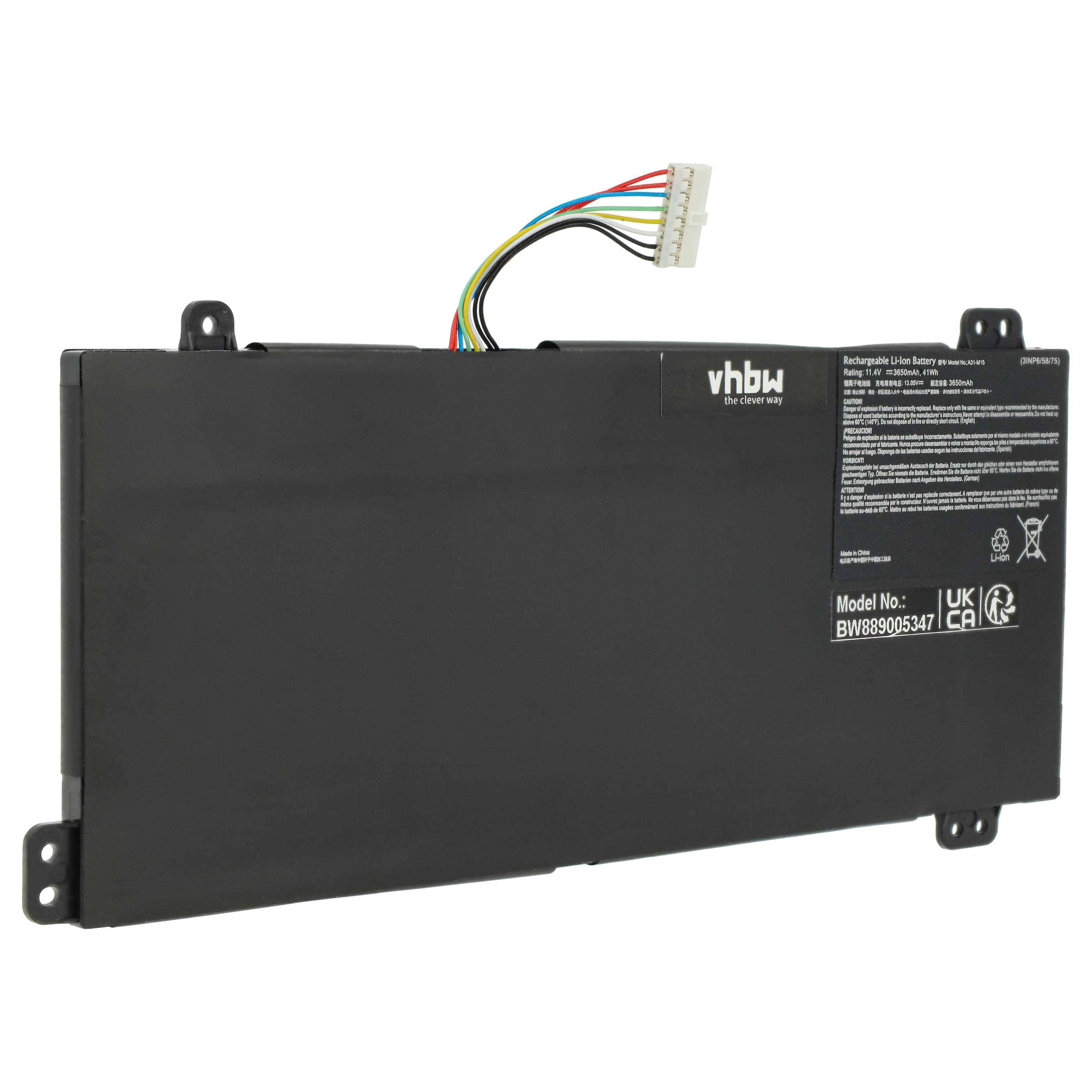 vhbw Akku kompatibel mit MaiBen Xiaomai 6S, 6C, 6A, 6 Pro, Plus Notebook (3650 mAh, 11,4 V, Li-Ion)