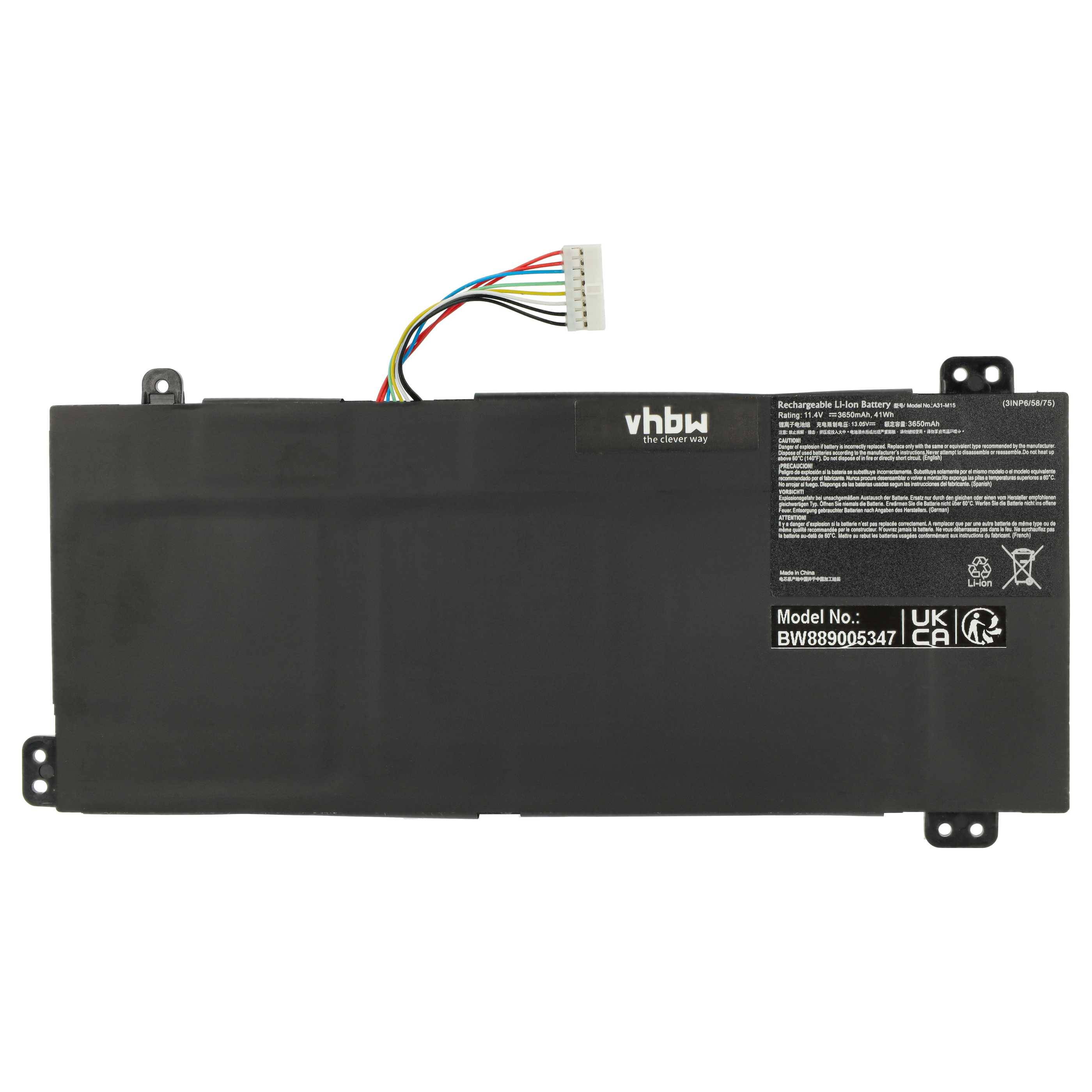 vhbw Akku kompatibel mit MaiBen Xiaomai 6S, 6C, 6A, 6 Pro, Plus Notebook (3650 mAh, 11,4 V, Li-Ion)