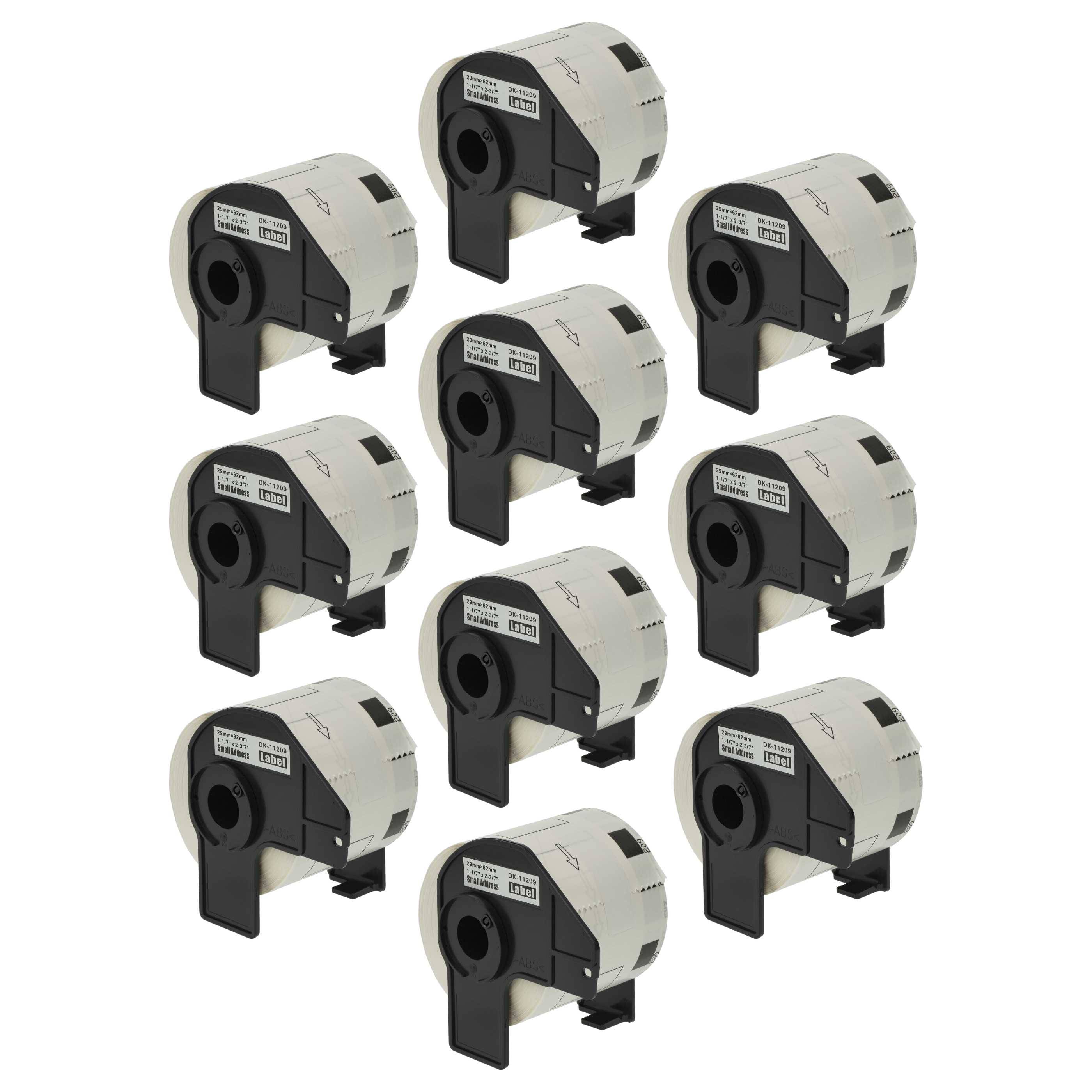 vhbw 10x Etiketten-Rolle mit Halter 62mm x 29mm (800 Etiketten) kompatibel mit Brother PT QL-710W, QL-720 Etiketten-Drucker - Premium