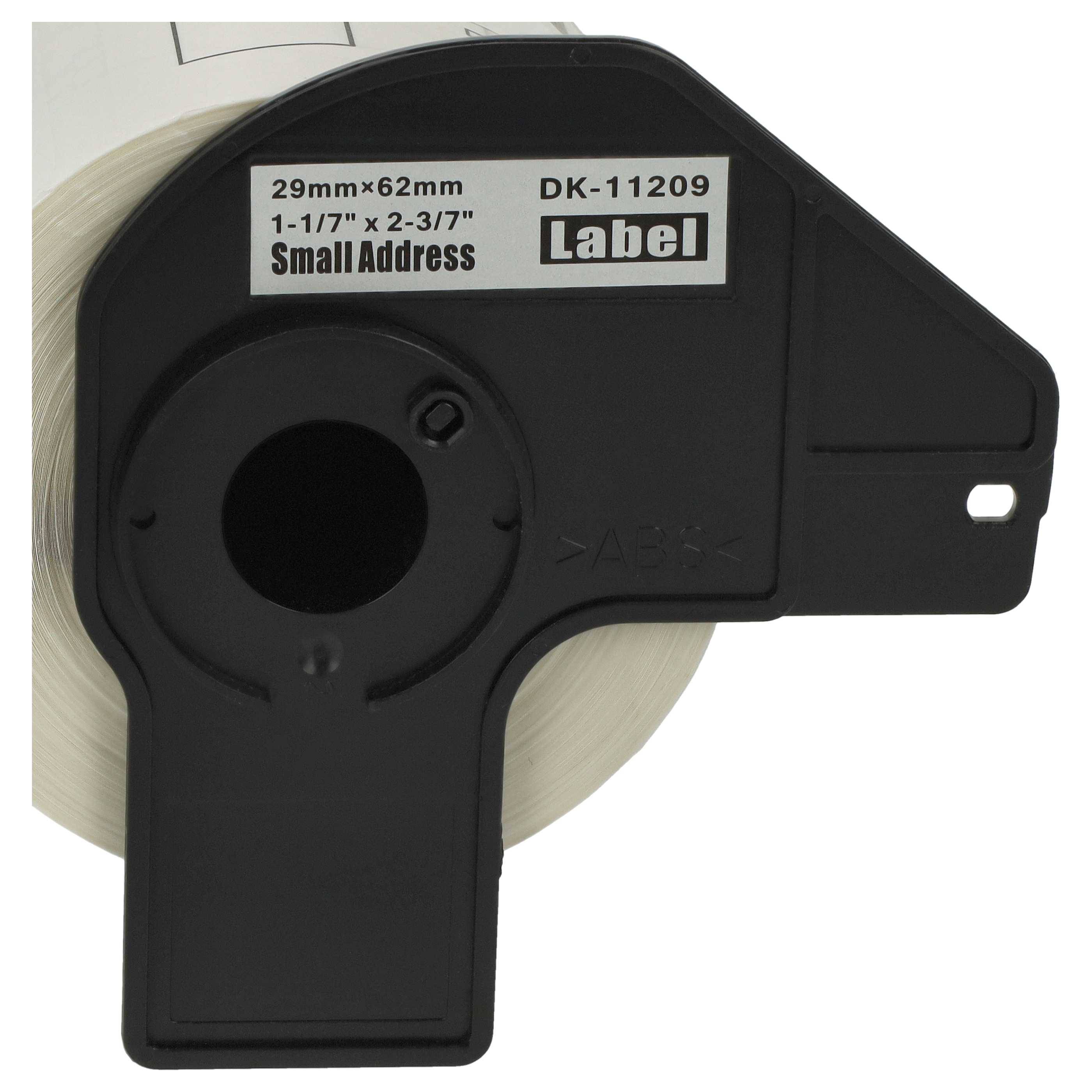 vhbw 5x Etiketten-Rolle mit Halter 62mm x 29mm (800 Etiketten) kompatibel mit Brother PT QL-580N, QL-580 Etiketten-Drucker - Premium