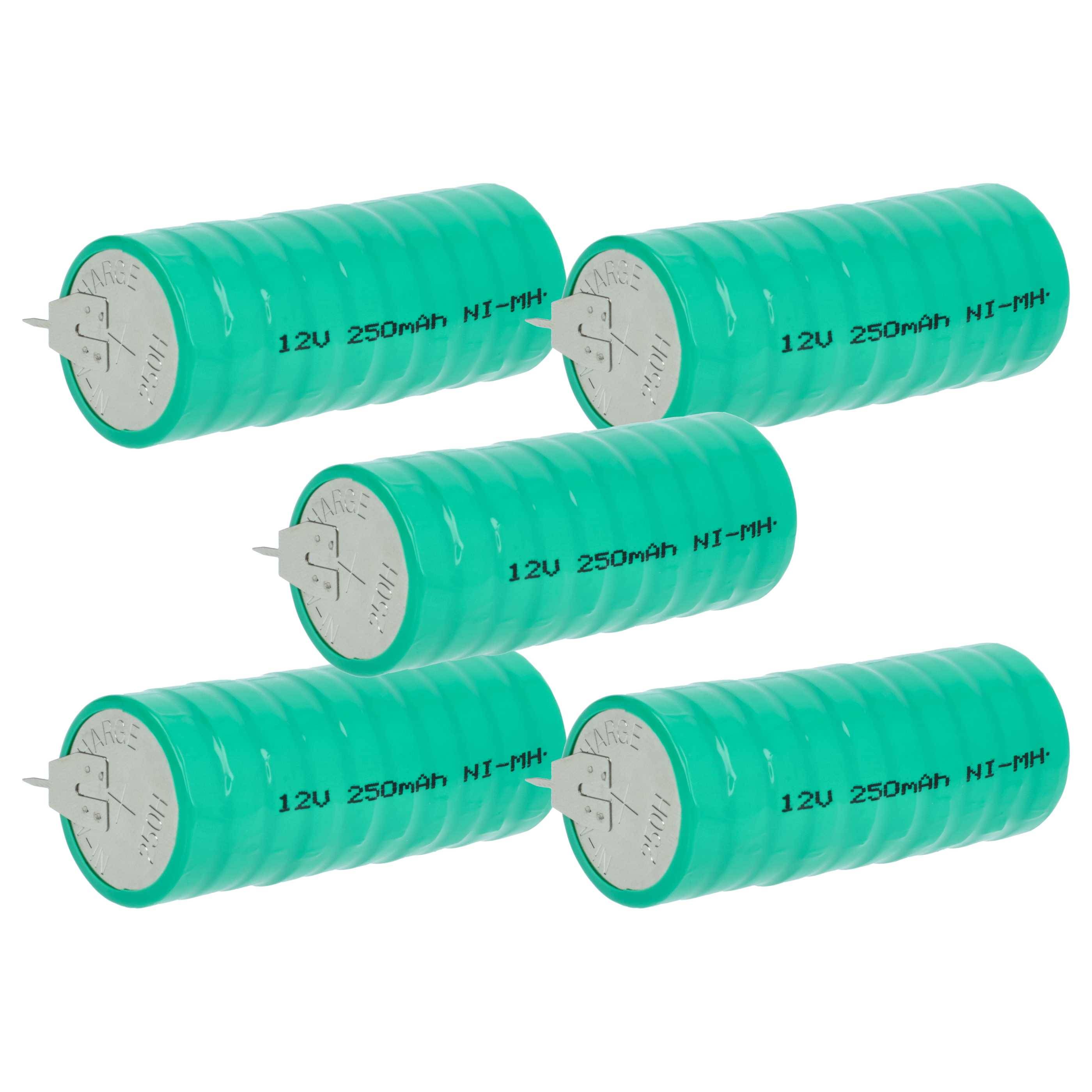 Fünf grüne zylindrische Ni-MH-Batterien mit der Aufschrift 