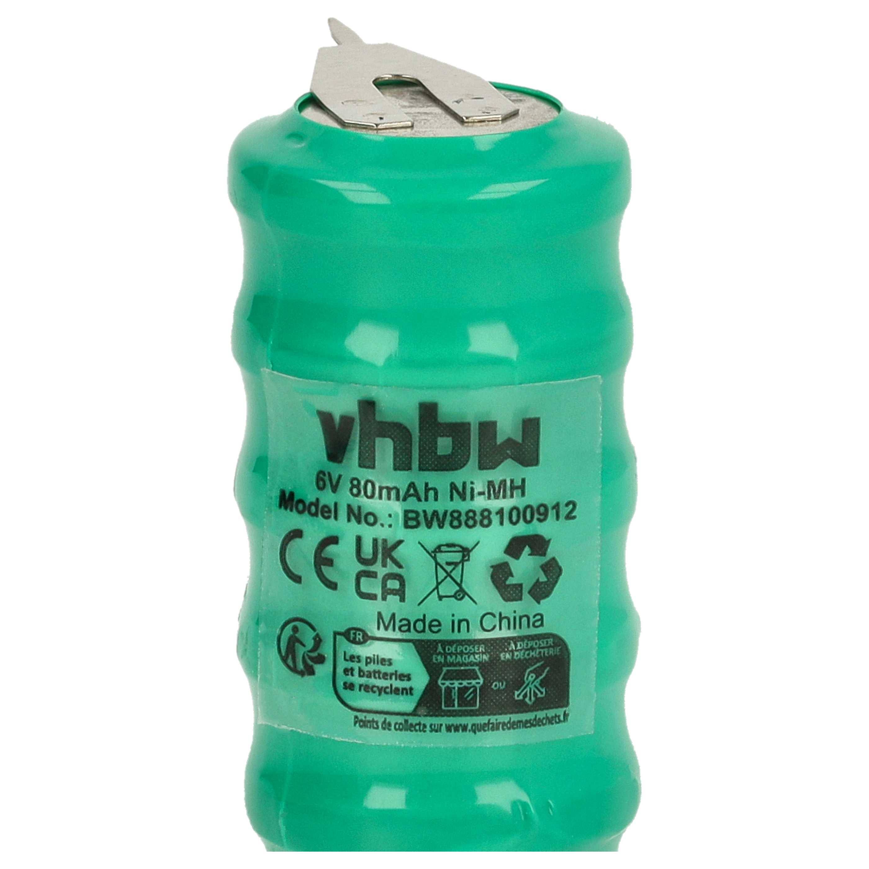 vhbw 5x NiMH Ersatz Knopfzellen-Akku Typ V80H 2-Pins 80mAh 6V | kompatibel mit Modellbau-Akkus, Solar-Leuchten uvm.