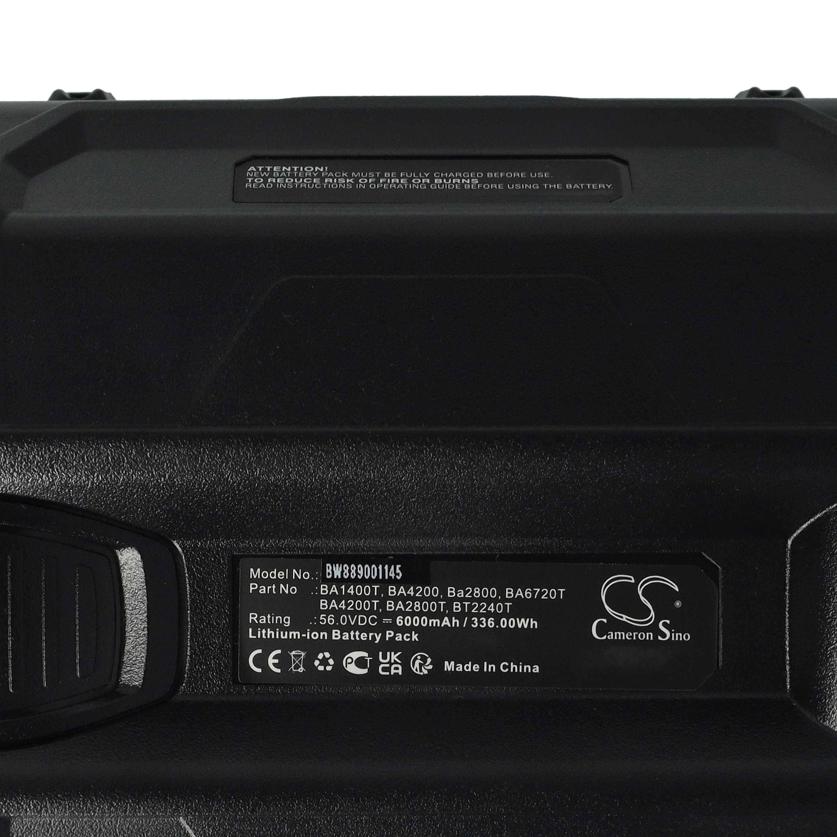 vhbw Akku kompatibel mit EGO HT2401E, HT6500E, HT2410E, HT2411E, HT2600E, HT2601E, HT5100E, HT2400E Akku-Gartengerät (6Ah, 56V Li-Ion)