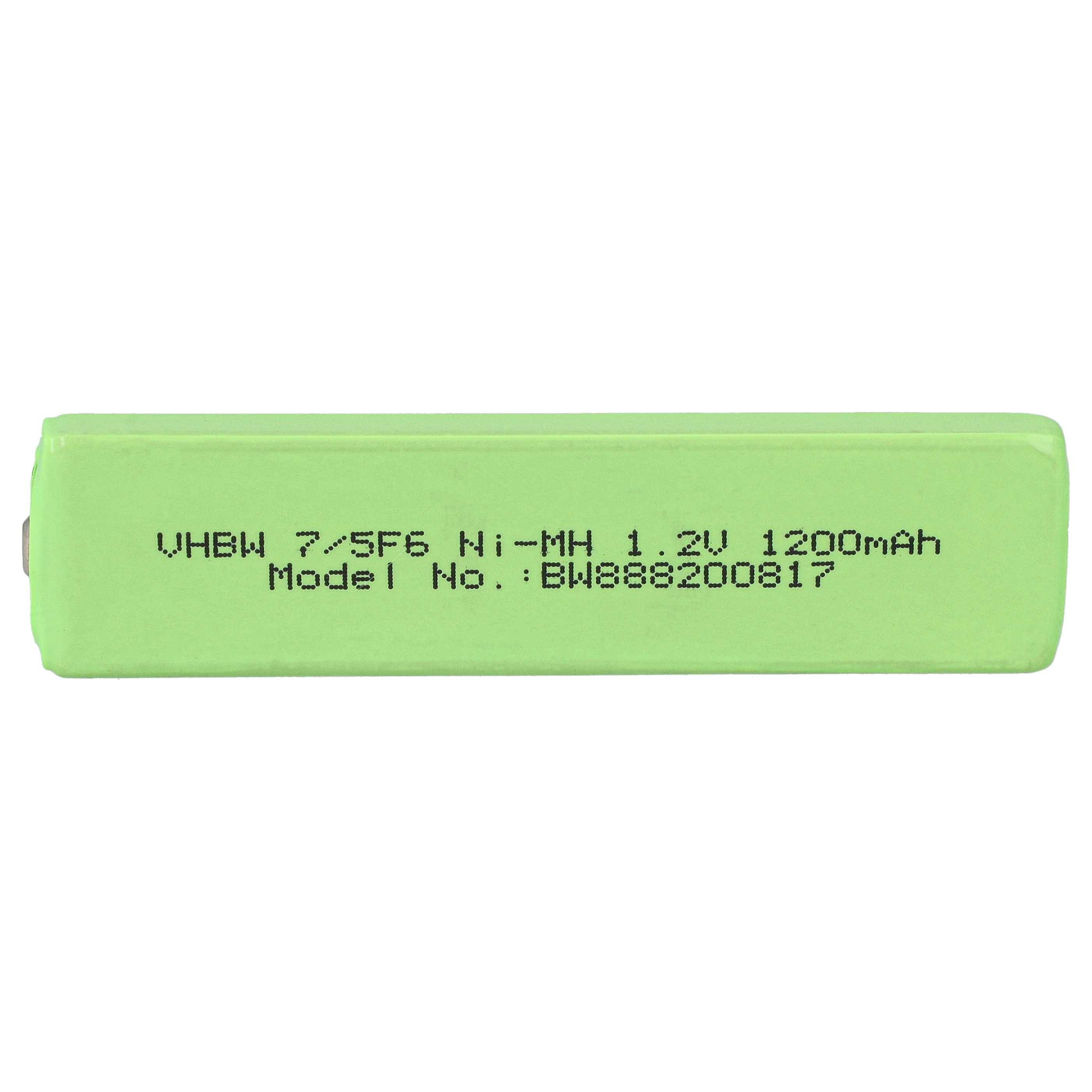 vhbw 5x Akkuzelle kompatibel mit Panasonic SJ- MJ10, MJ15, MJ17, MJ35, MJ55 CD Player (1100 mAh, 1,2 V, NiMH), Akku 7/5F6, Button Top
