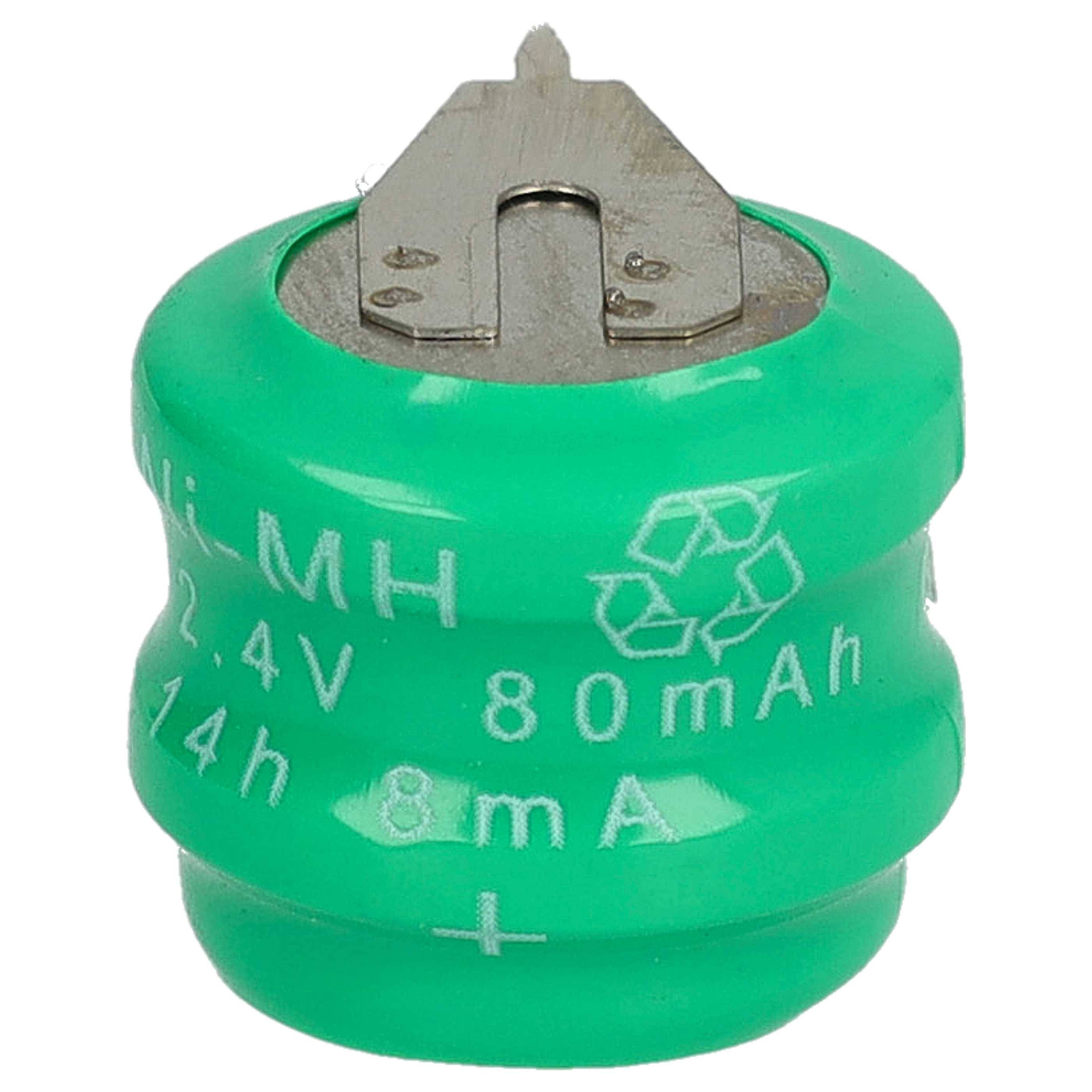 vhbw 5x NiMH Ersatz Knopfzellen-Akku Typ V80H 2-Pins 80mAh 2,4V | kompatibel mit Modellbau-Akkus, Solar-Leuchten uvm.