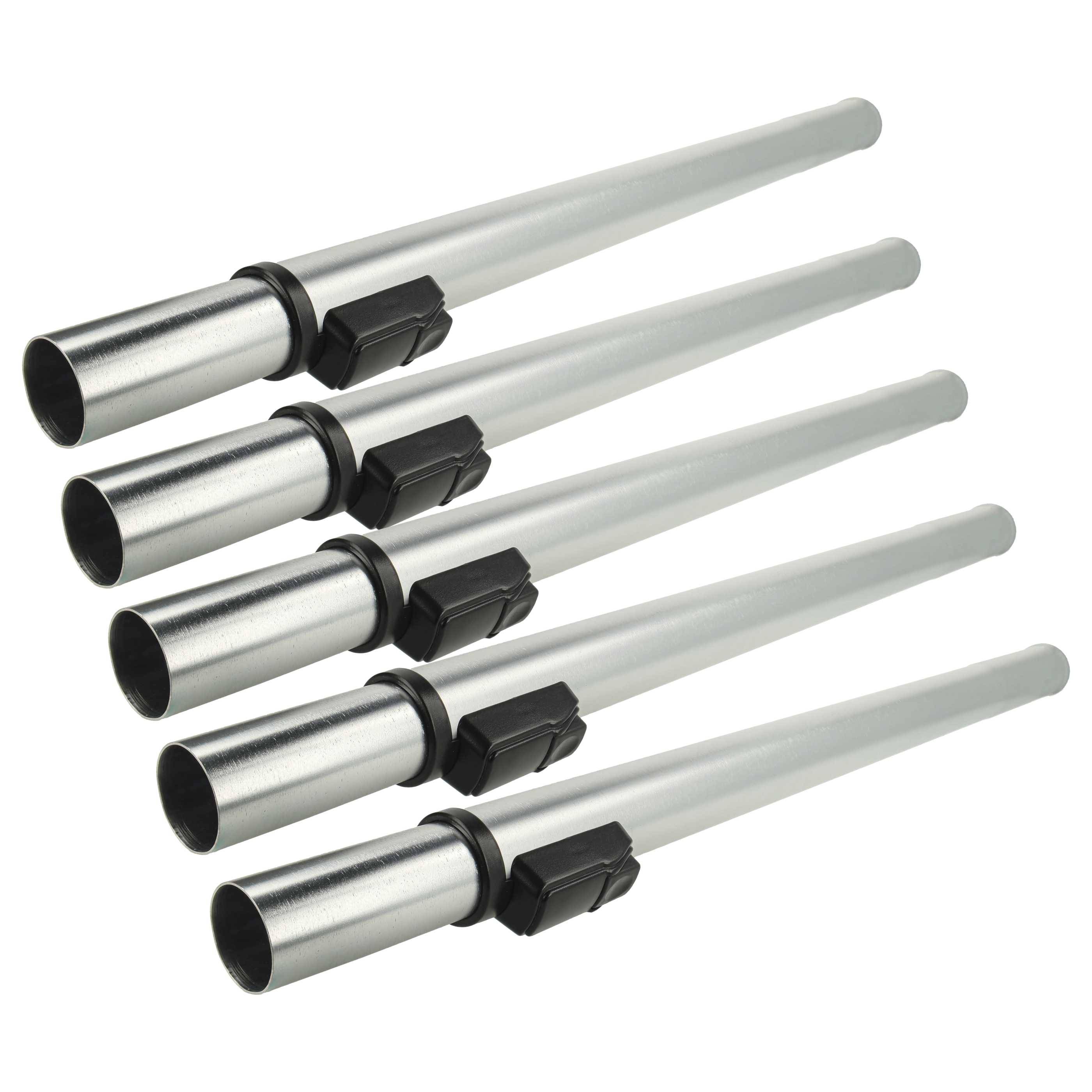 vhbw 5x Staubsaugerohr kompatibel mit Lux D 770, D 795, D 748, D 750 Staubsauger - 32 mm Anschluss, 60 - 94 cm lang Schwarz Silber