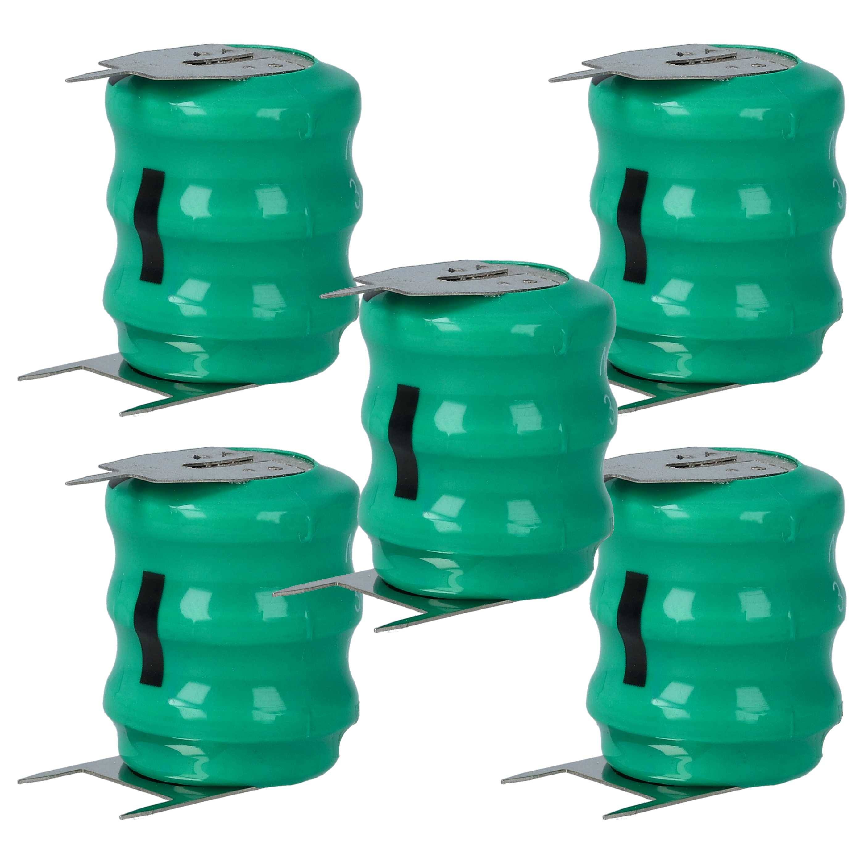 vhbw 5x NiMH Ersatz Knopfzellen-Akku kompatibel mit Kinetic MH80B3AL3 (80 mAh, 3,6 V, NiMH)