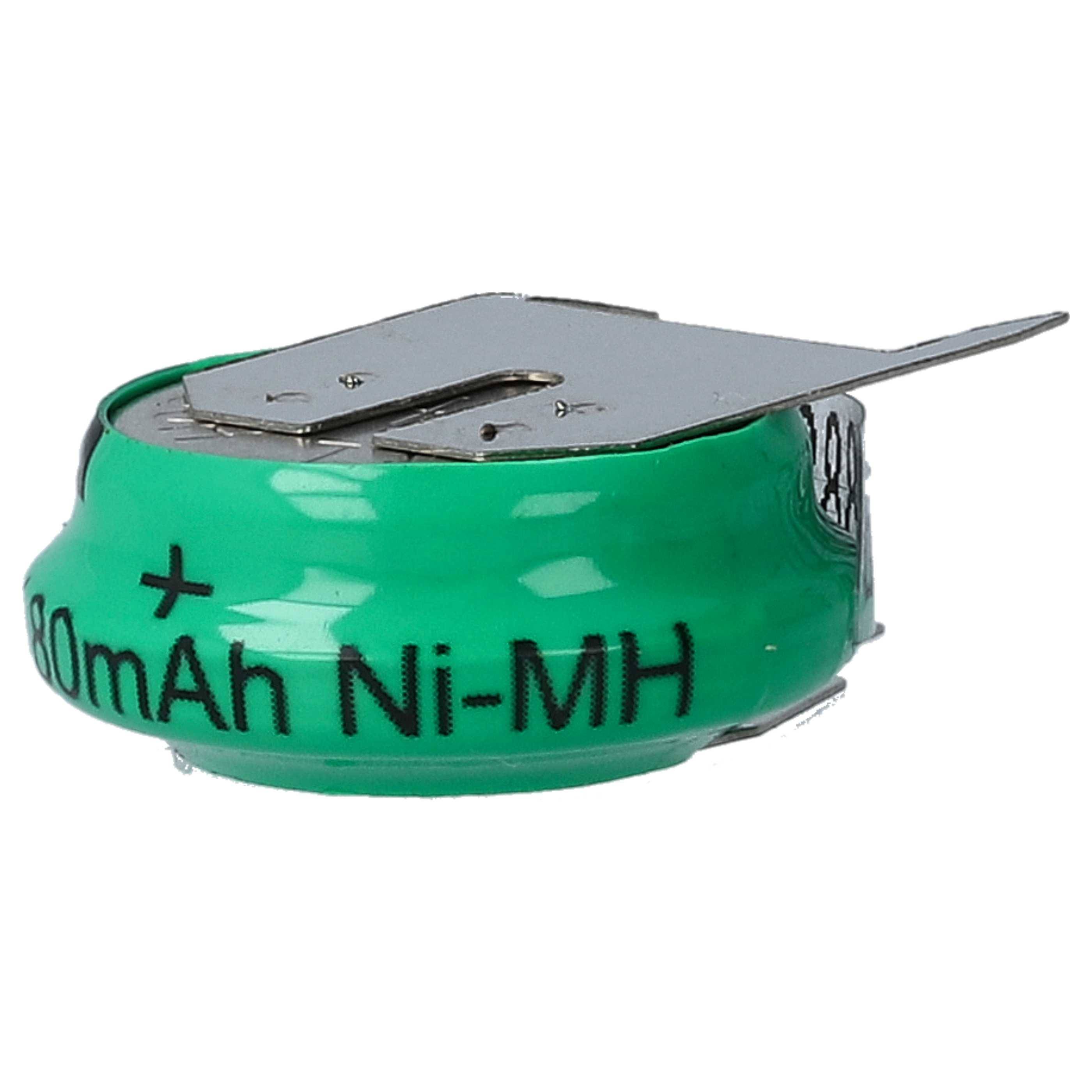 vhbw 10x NiMH Ersatz Knopfzellen-Akku Typ V80H 3-Pins 80mAh 1,2V kompatibel mit Modellbau-Akkus, Solar-Leuchten uvm.