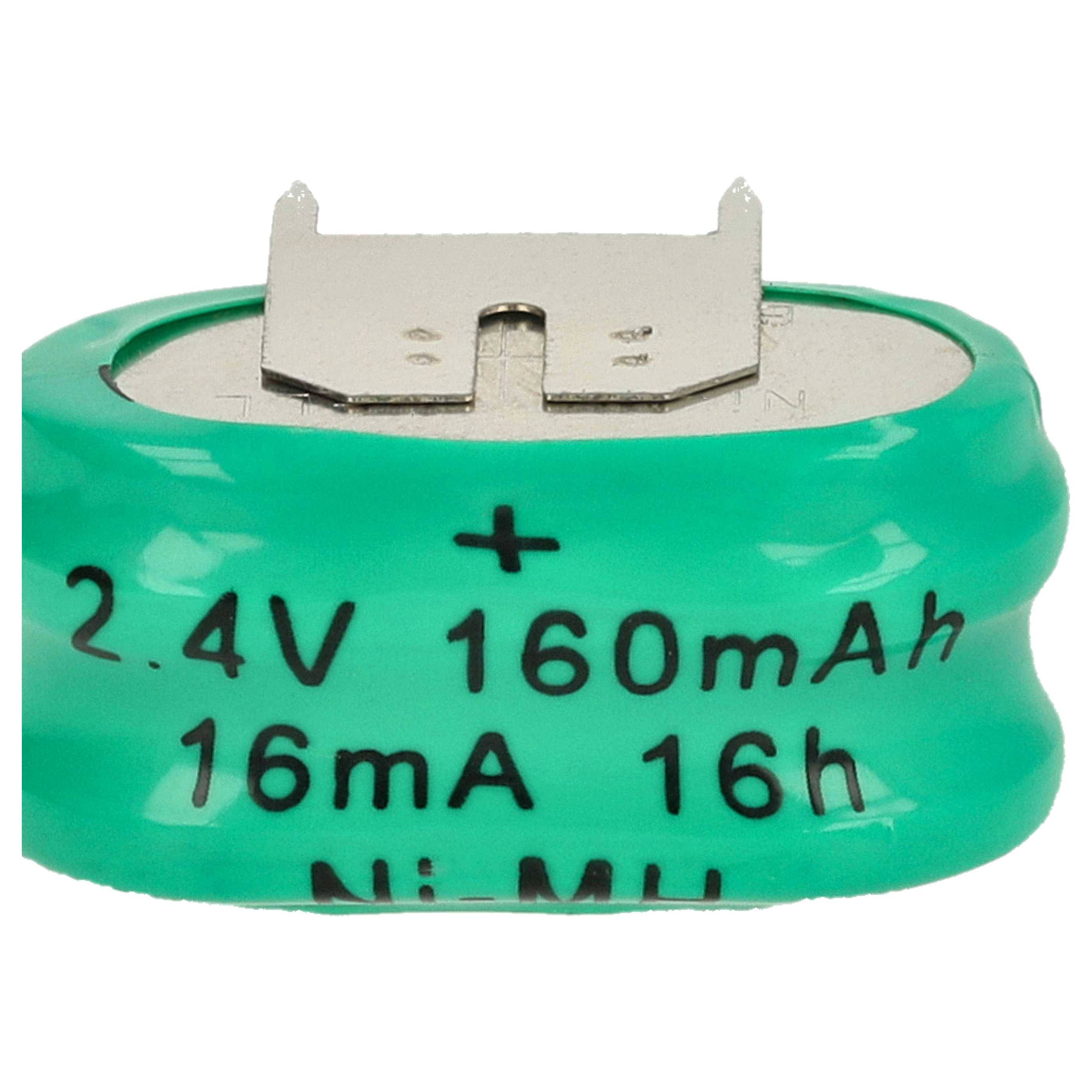 vhbw 10x NiMH Ersatz Knopfzellen-Akku Typ 2/V150H 3-Pins 150mAh 2,4V kompatibel mit Modellbau-Akkus, Solar-Leuchten uvm.