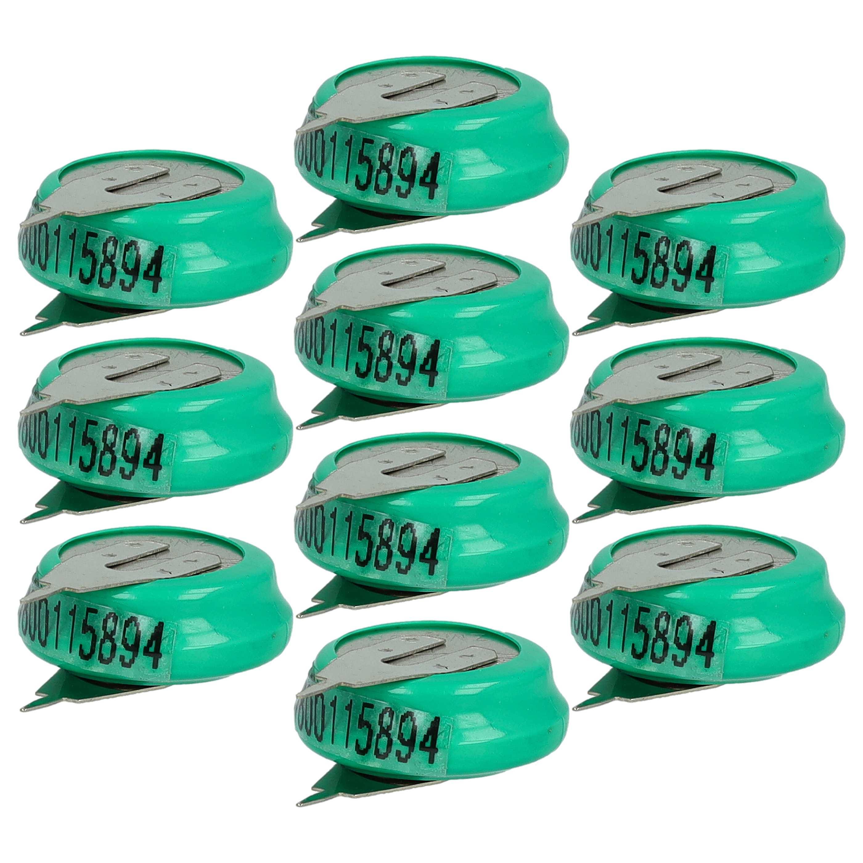 vhbw 10x NiMH Ersatz Knopfzellen-Akku Typ 1/V80H 2-Pins 80mAh 1,2V kompatibel mit Modellbau-Akkus, Solar-Leuchten uvm.
