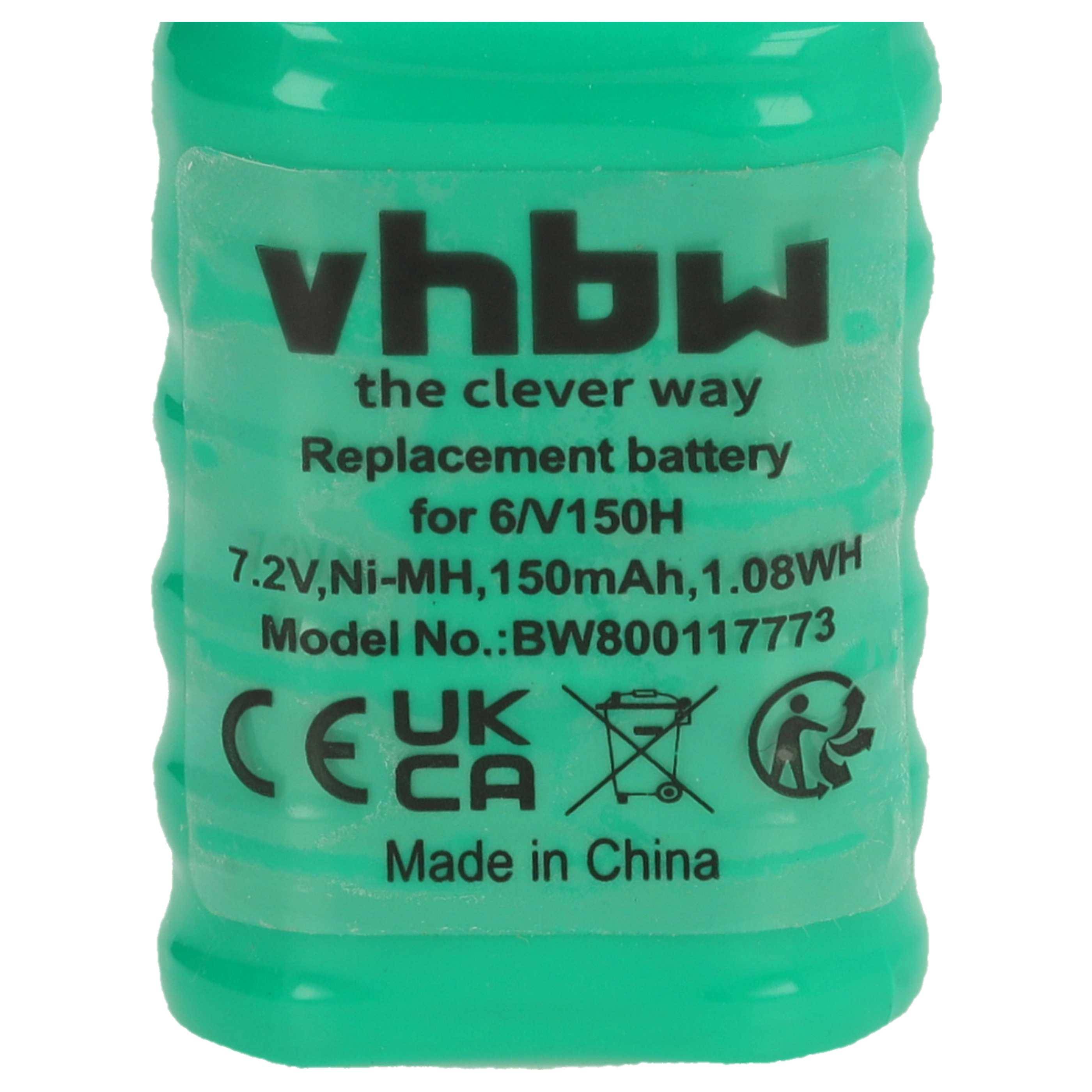 vhbw 10x NiMH Ersatz Knopfzellen-Akku Typ 6/V150H 3-Pins 150mAh 7,2V kompatibel mit Modellbau-Akkus, Solar-Leuchten uvm.