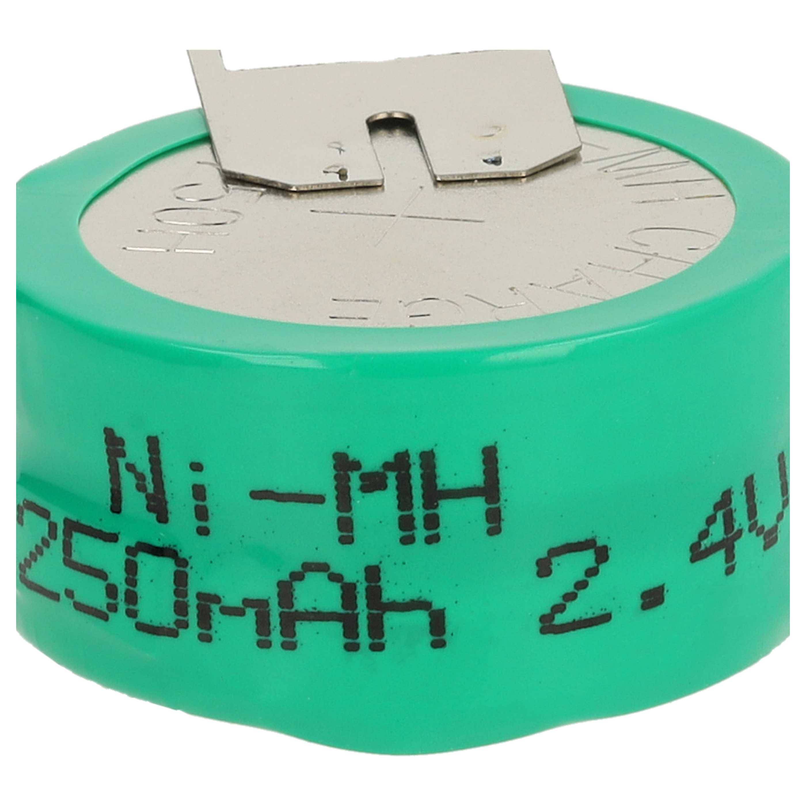 vhbw 10x NiMH Ersatz Knopfzellen-Akku Typ 2/V250H 3-Pins 250mAh 2,4V kompatibel mit Modellbau-Akkus, Solar-Leuchten uvm.