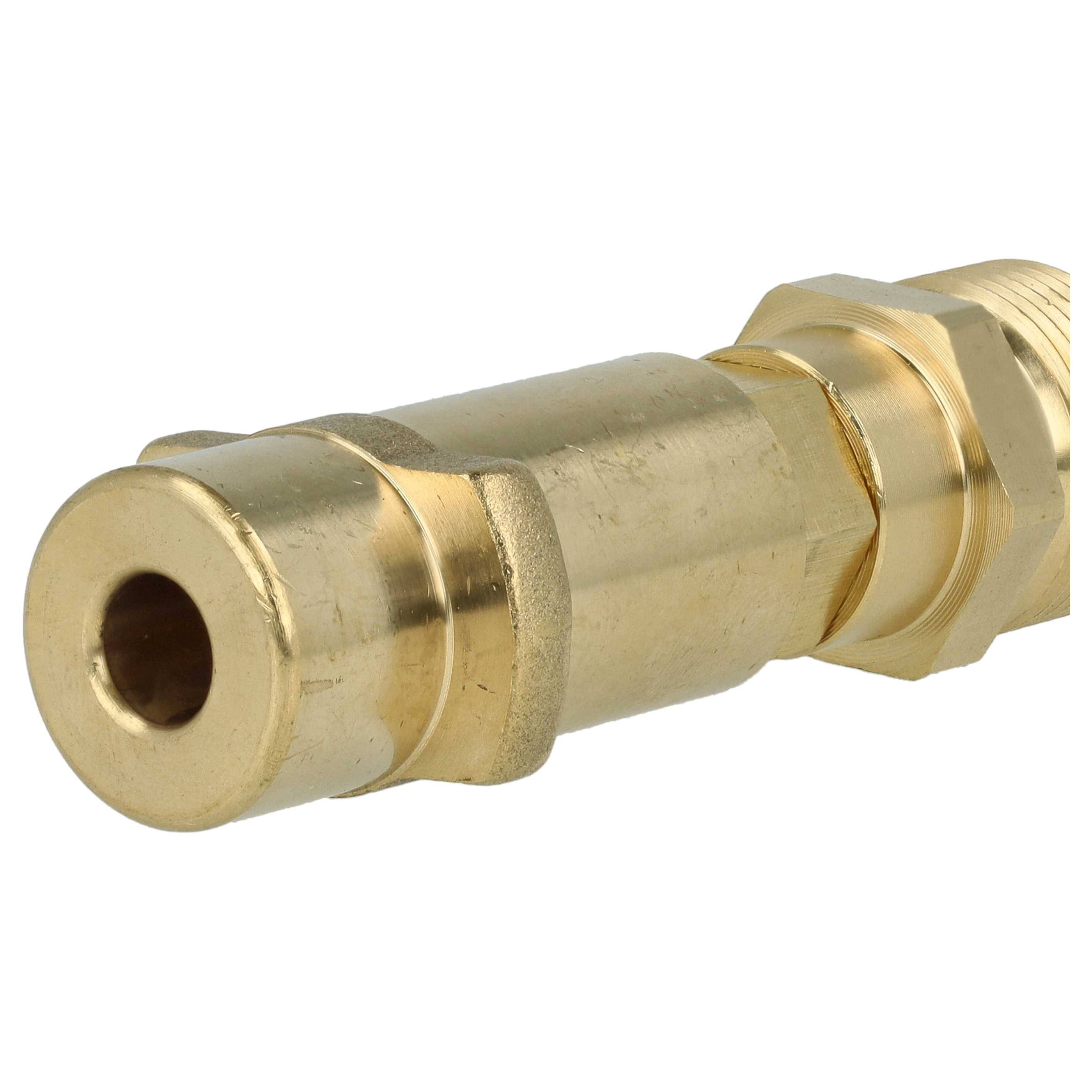 Ein Messingpneumatikstecker mit Sechskantmutter, konstruiert für sichere Druckluftschlauchverbindungen in industriellen Anwendungen.