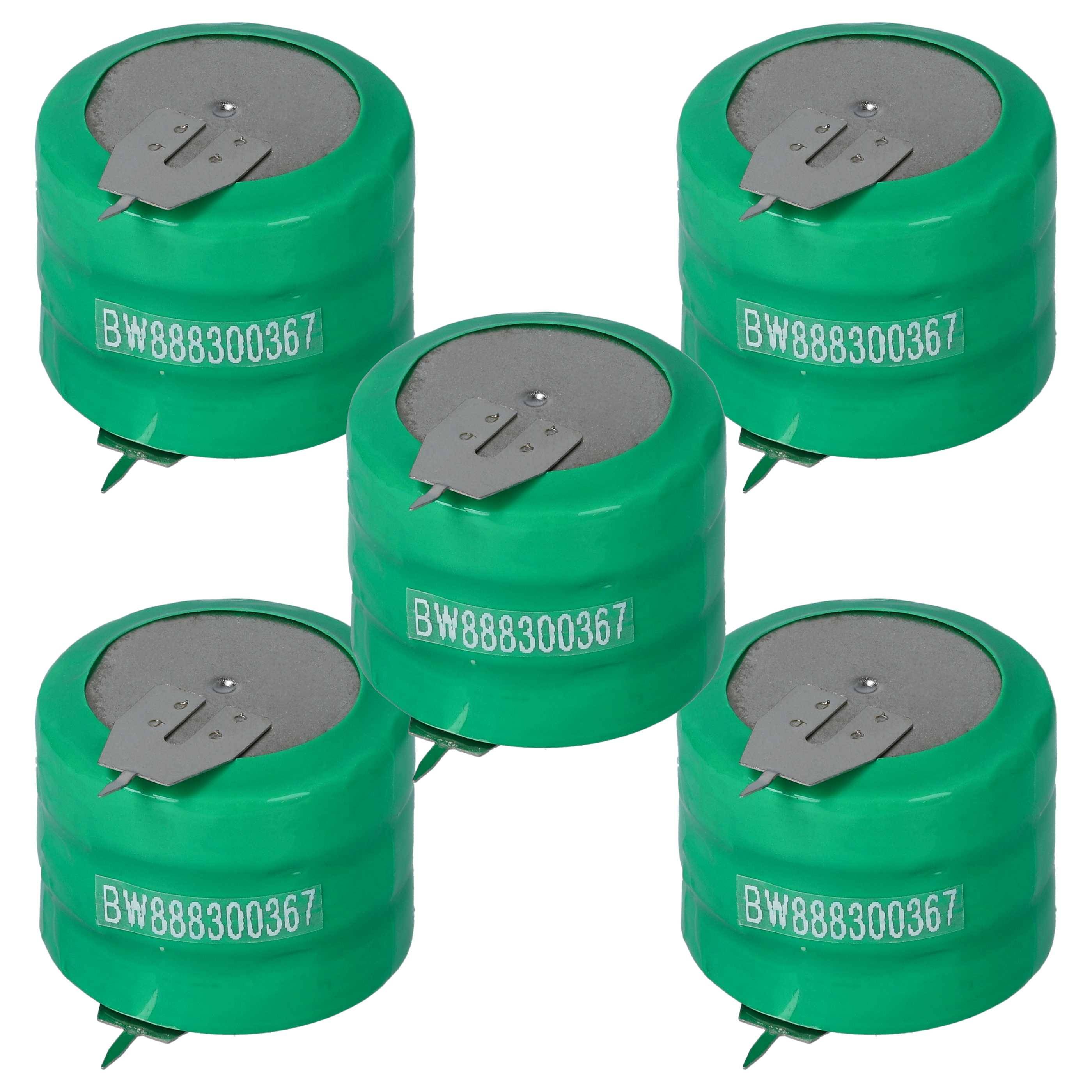 vhbw 5x NiMH Ersatz Knopfzellen-Akku Typ V250H 250mAh 3,6V kompatibel mit Modellbau-Akkus, Solar-Leuchten uvm.