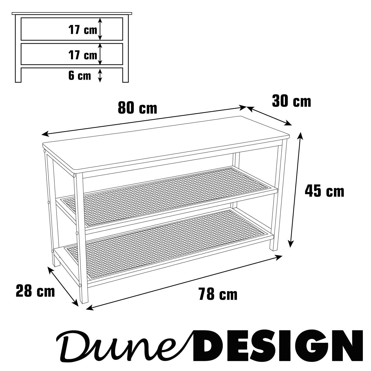 Schuhbank mit Sitzfläche Holz - 80x30x45 Schuhregal Metall - Garderobenbank Flur