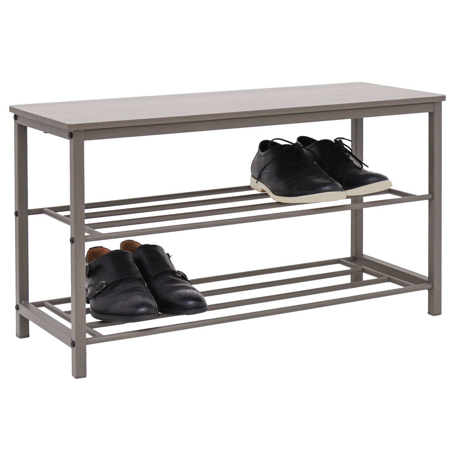 Schuhbank mit Sitzfläche Holz - 80x30x45 Schuhregal Metall - Garderobenbank Flur