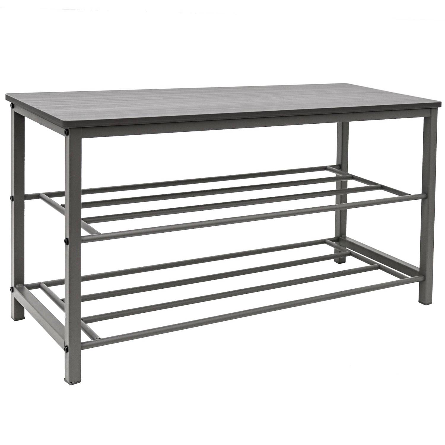 Schuhbank mit Sitzfläche Holz - 80x30x45 Schuhregal Metall - Garderobenbank Flur