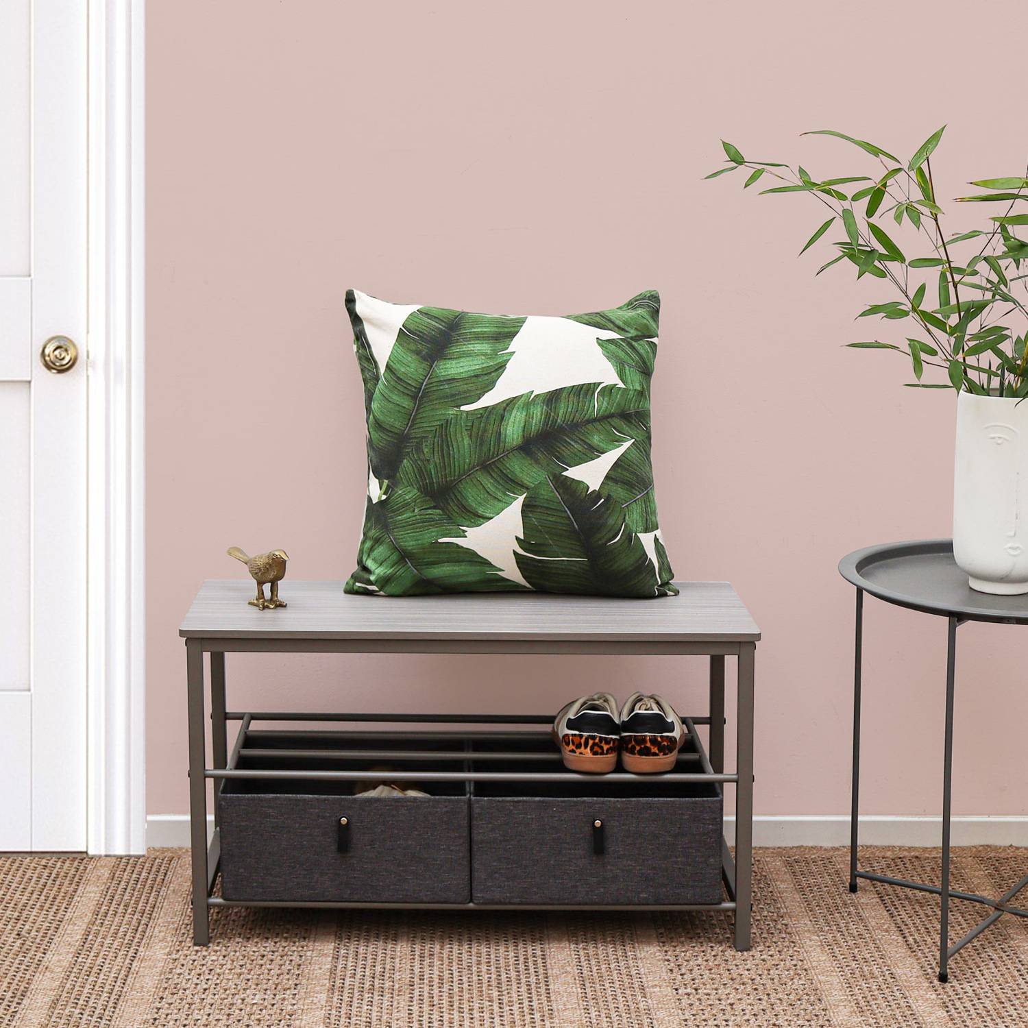 Schuhbank mit Sitzfläche Holz - 80x30x45 Garderobenbank mit Schuhregal und Boxen