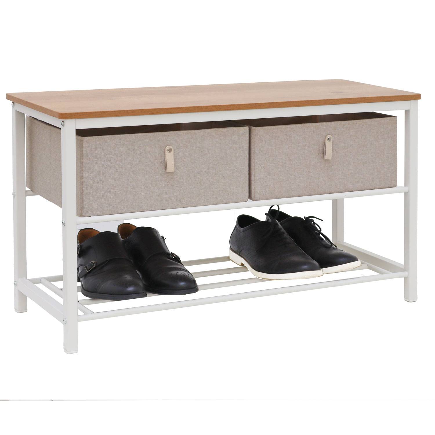 Schuhbank mit Sitzfläche Holz - 80x30x45 Garderobenbank mit Schuhregal und Boxen