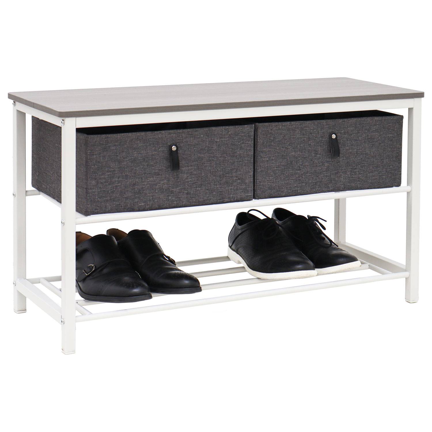 Schuhbank mit Sitzfläche Holz - 80x30x45 Garderobenbank mit Schuhregal und Boxen