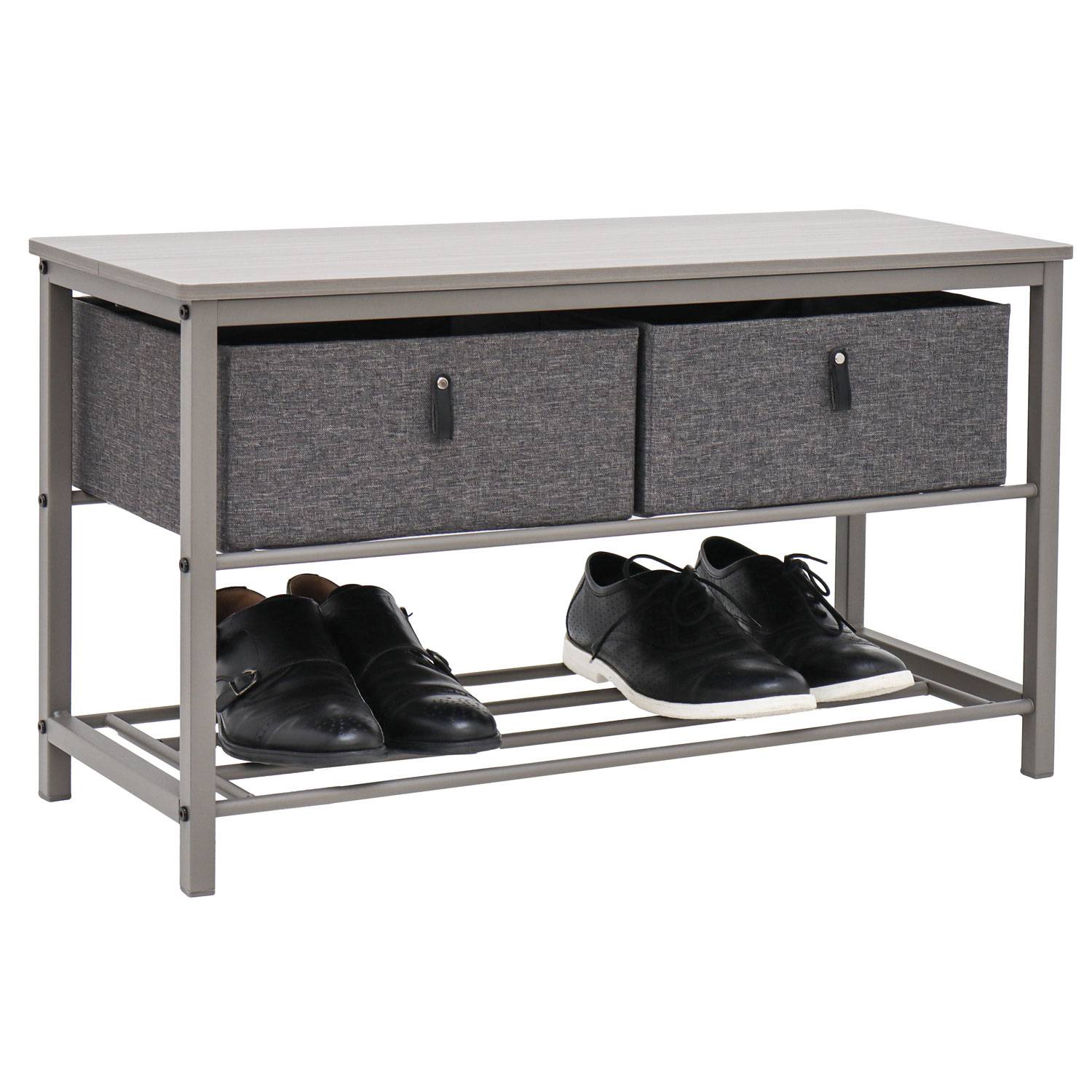 Schuhbank mit Sitzfläche Holz - 80x30x45 Garderobenbank mit Schuhregal und Boxen